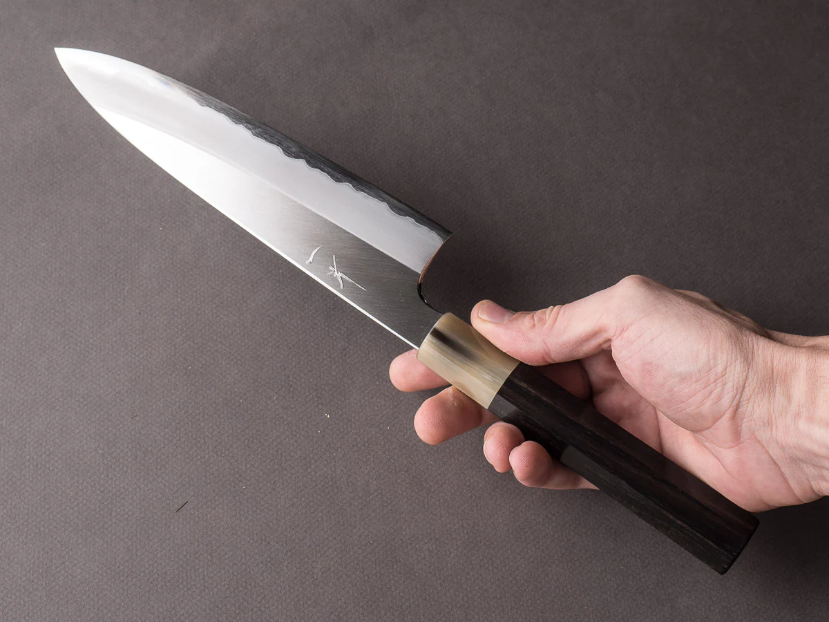 Hitohira - Togashi - Blue #1 Stainless Clad - 210mm Gyuto - Ebony Handle - Image 8