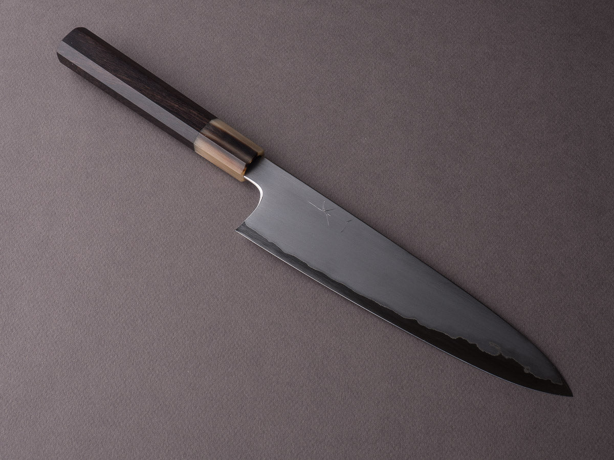 Hitohira - Togashi - Blue #1 Stainless Clad - Kasumi - 210mm Gyuto - Ebony Handle