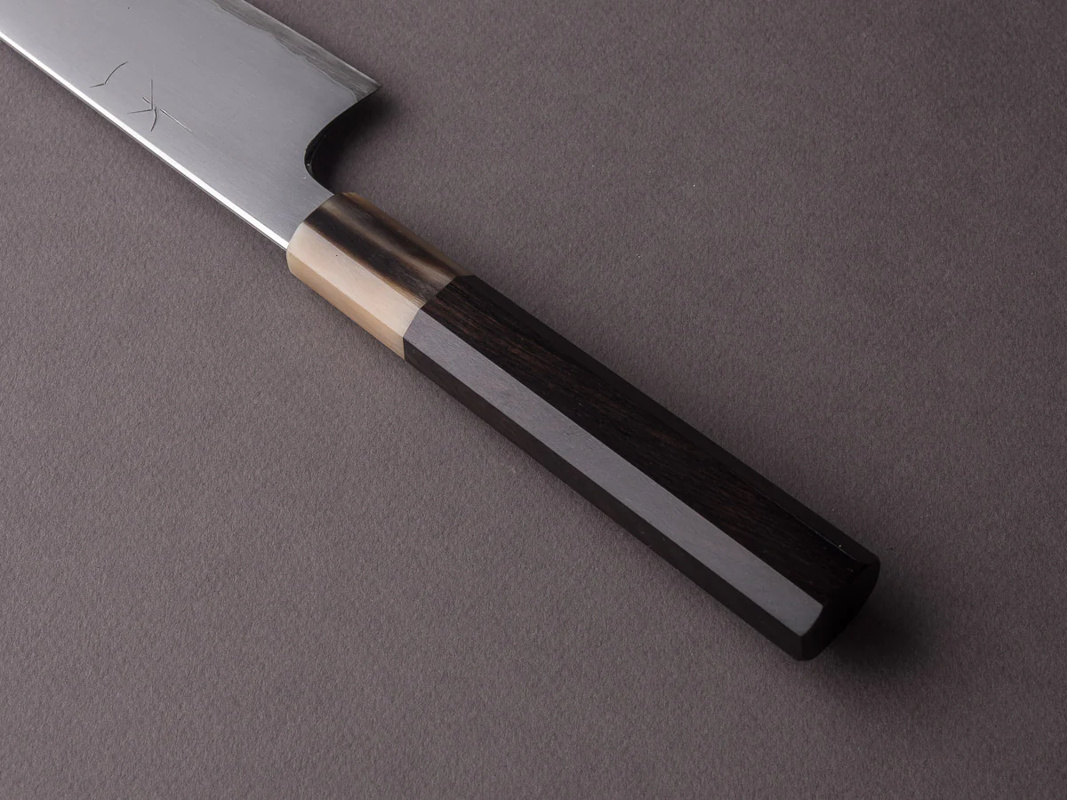 Hitohira - Togashi - Blue #1 Stainless Clad - Kasumi - 210mm Gyuto - Ebony Handle - Image 4