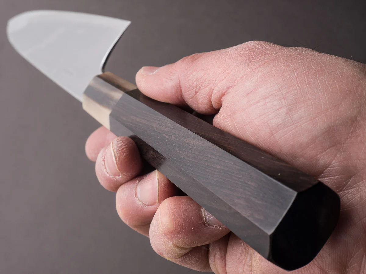 Hitohira - Togashi - Blue #1 Stainless Clad - Kasumi - 210mm Gyuto - Ebony Handle - Image 9