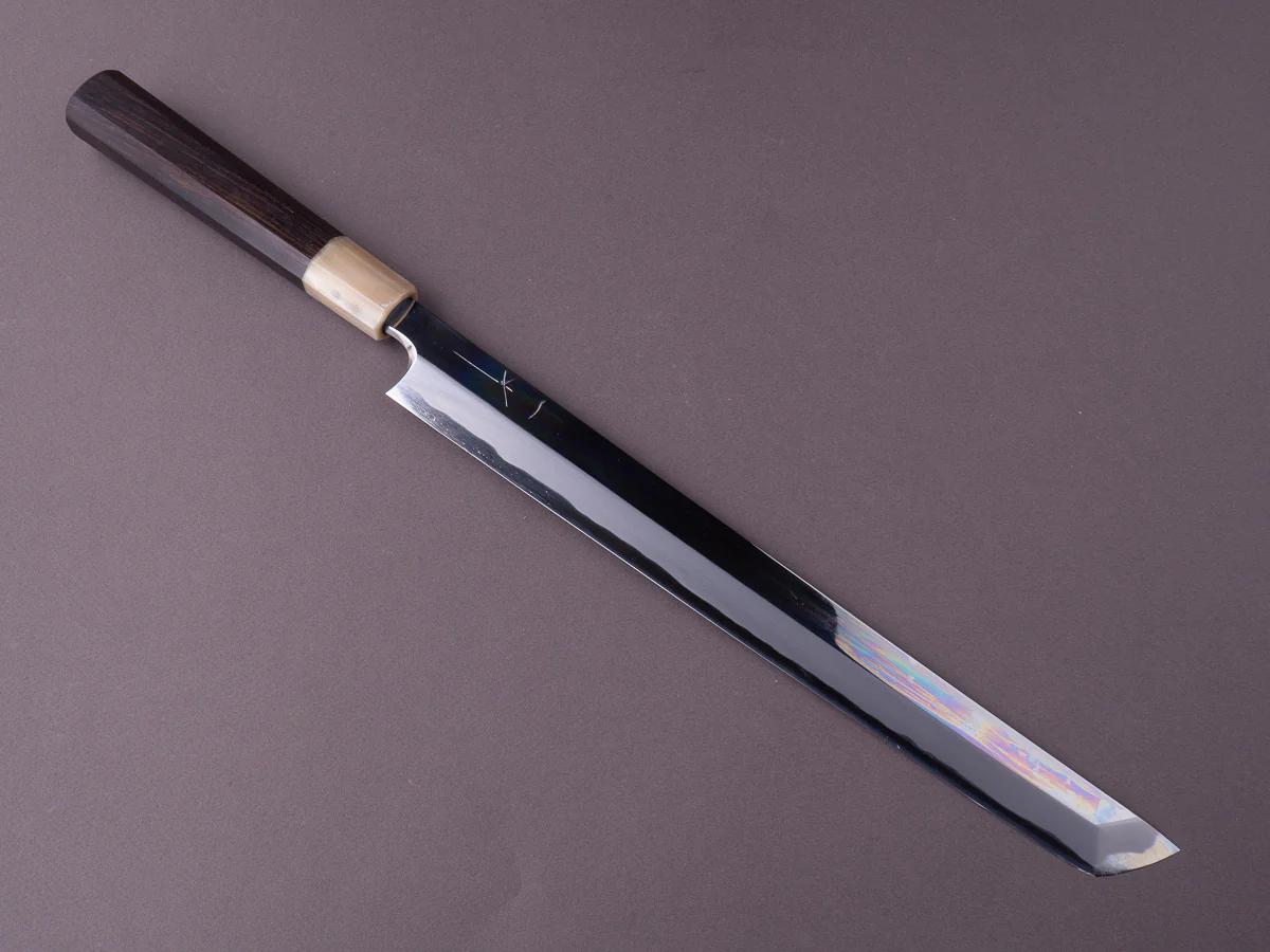 Hitohira - Togashi - White #1 - 300mm Sakimaru Yanagiba - Ebony Handle - Mirror Polished - Image 2