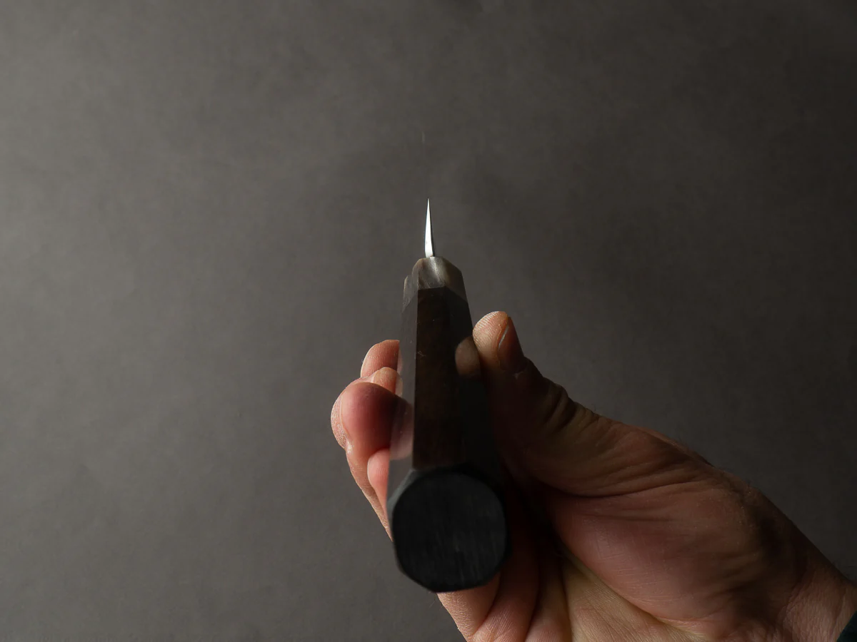 Hitohira - Togashi - White #1 - Damascus - 300mm Yanagiba - Ebony Handle - Image 8