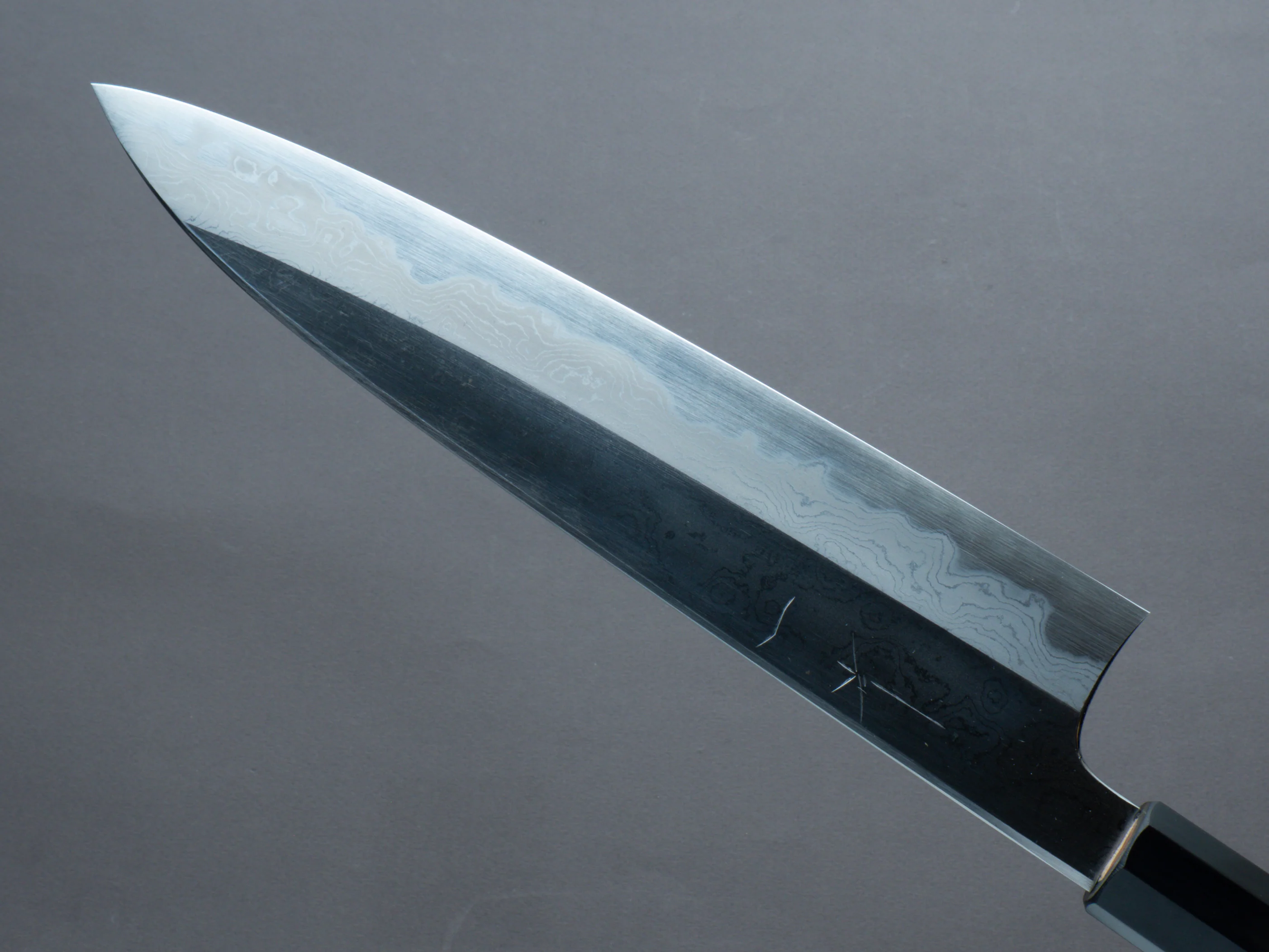 Hitohira - Togashi - White #1 - Damascus - Gyuto - 240mm - Burnt Yakusugi Handle - Image 4