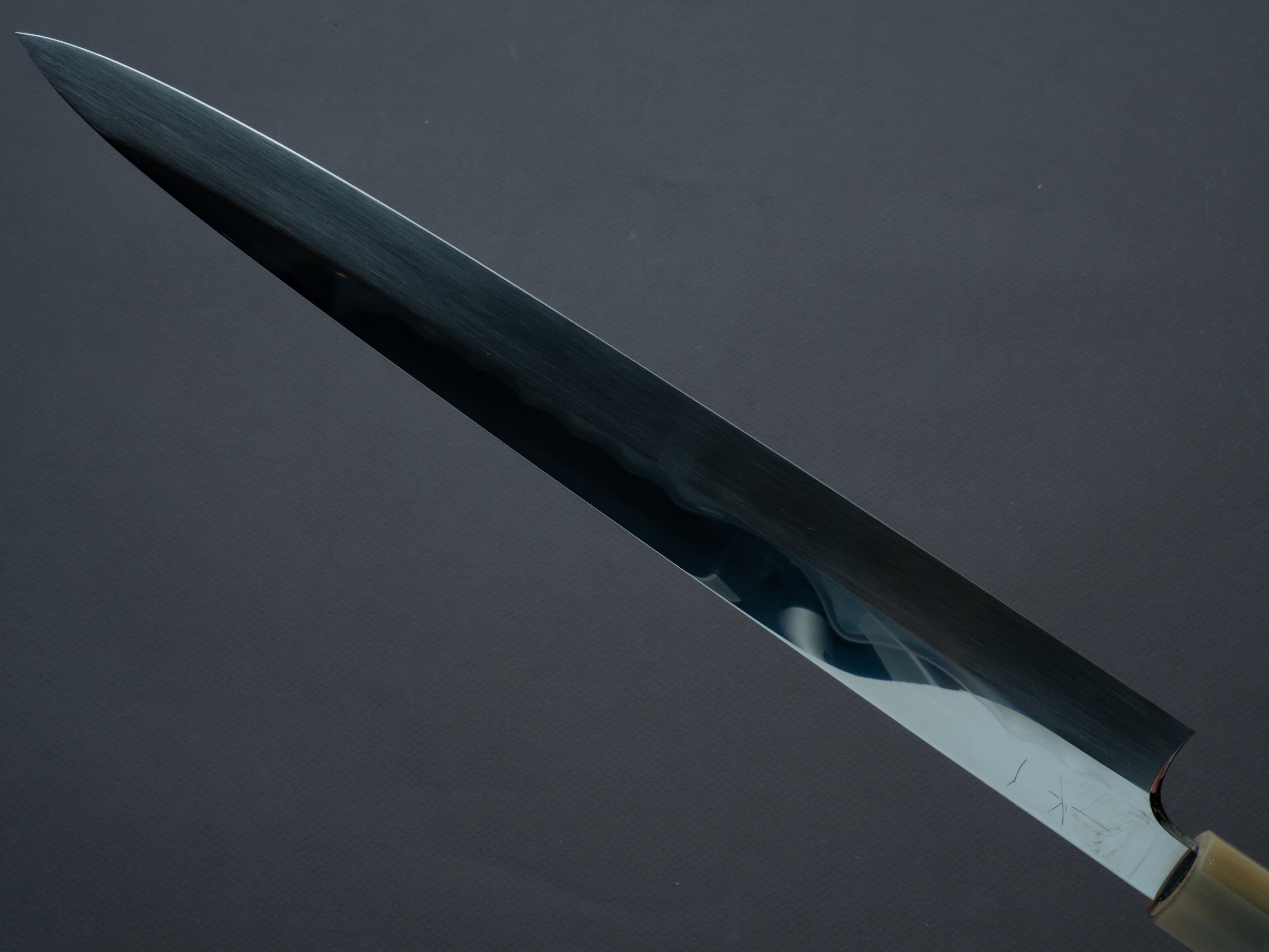 Hitohira - Togashi - White #1 - Fuji Mizu Honyaki - Yanagiba - 330mm - Taihei Makassar Ebony Handle (w/ saya) - Image 4