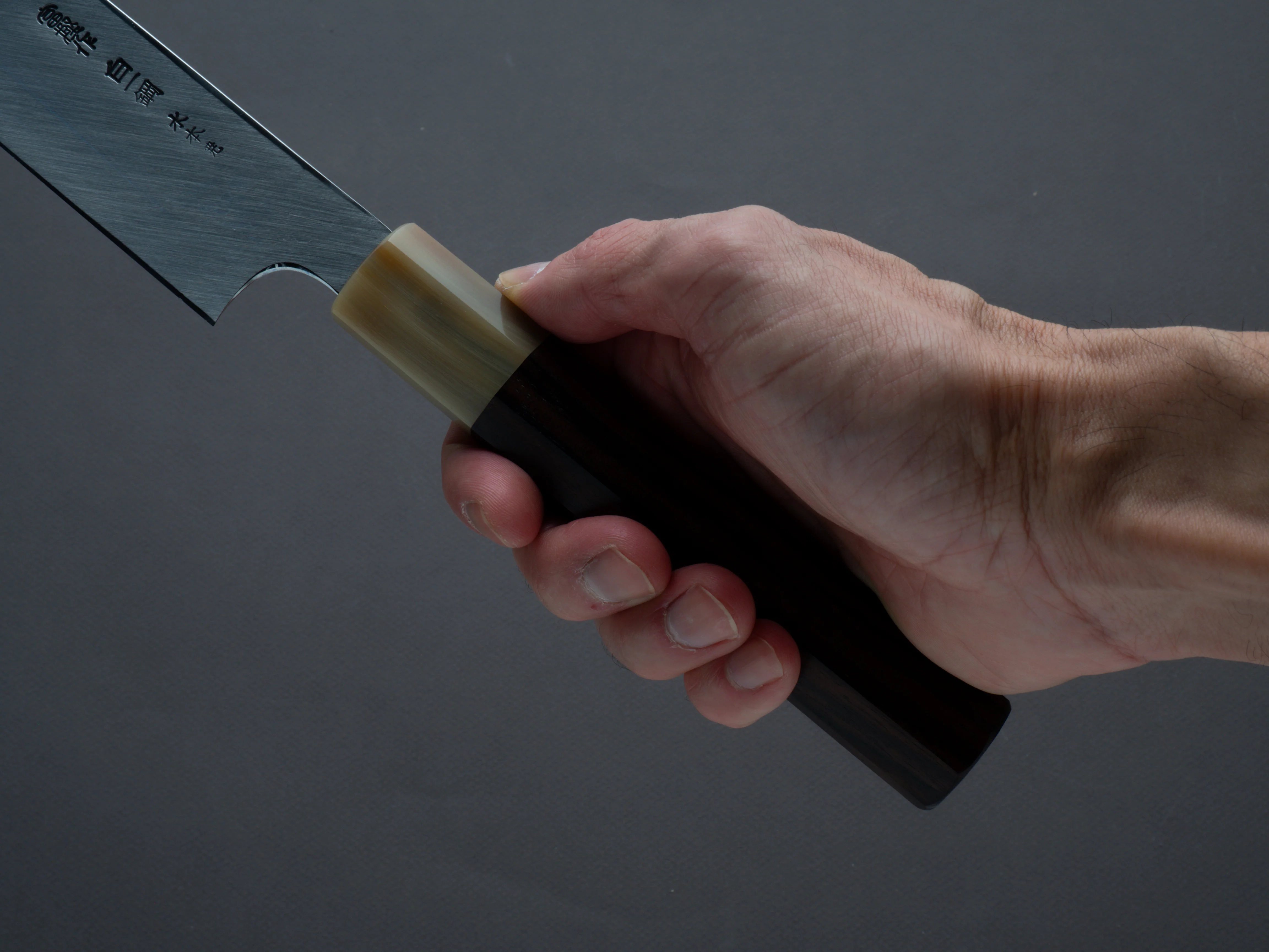 Hitohira - Togashi - White #1 - Fuji Mizu Honyaki - Yanagiba - 330mm - Taihei Makassar Ebony Handle (w/ saya) - Image 5