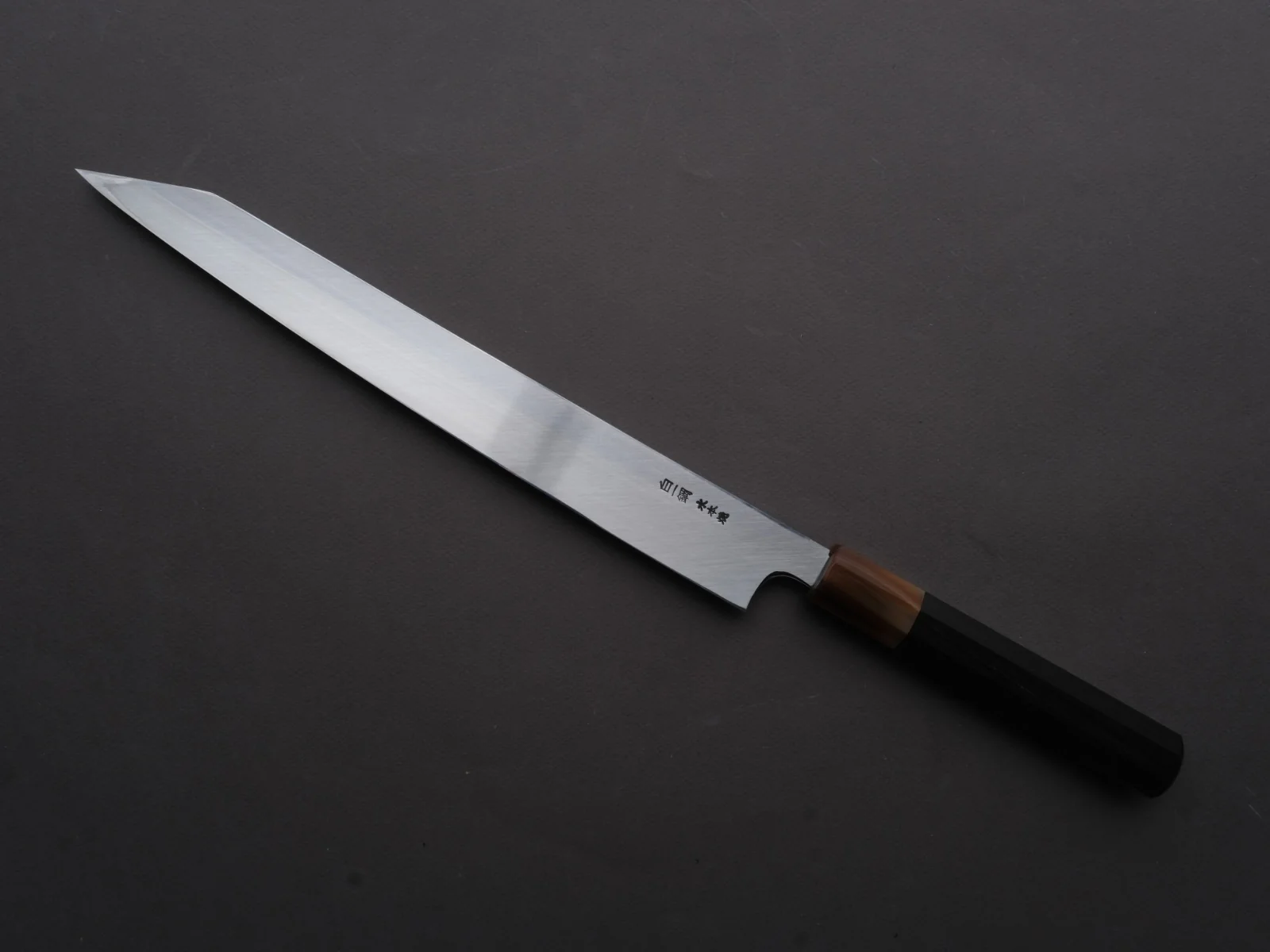 Hitohira - Togashi - White #1 - Sanbonsugi Mizu Honyaki - Kiritsuke Yanagiba - 300mm - Taihei Makassar Ebony Handle (Saya) - Image 3