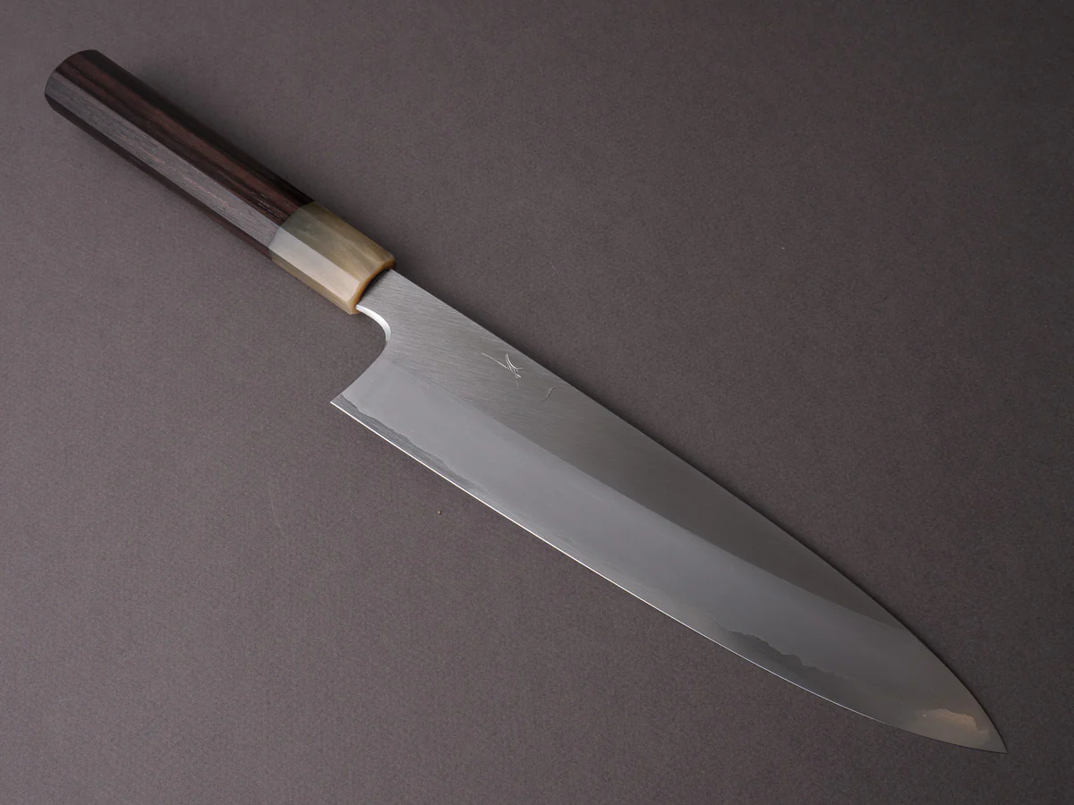 Hitohira - Togashi - White #1 - Stainless Clad - 240mm Gyuto - Taihei Makassar Ebony Handle