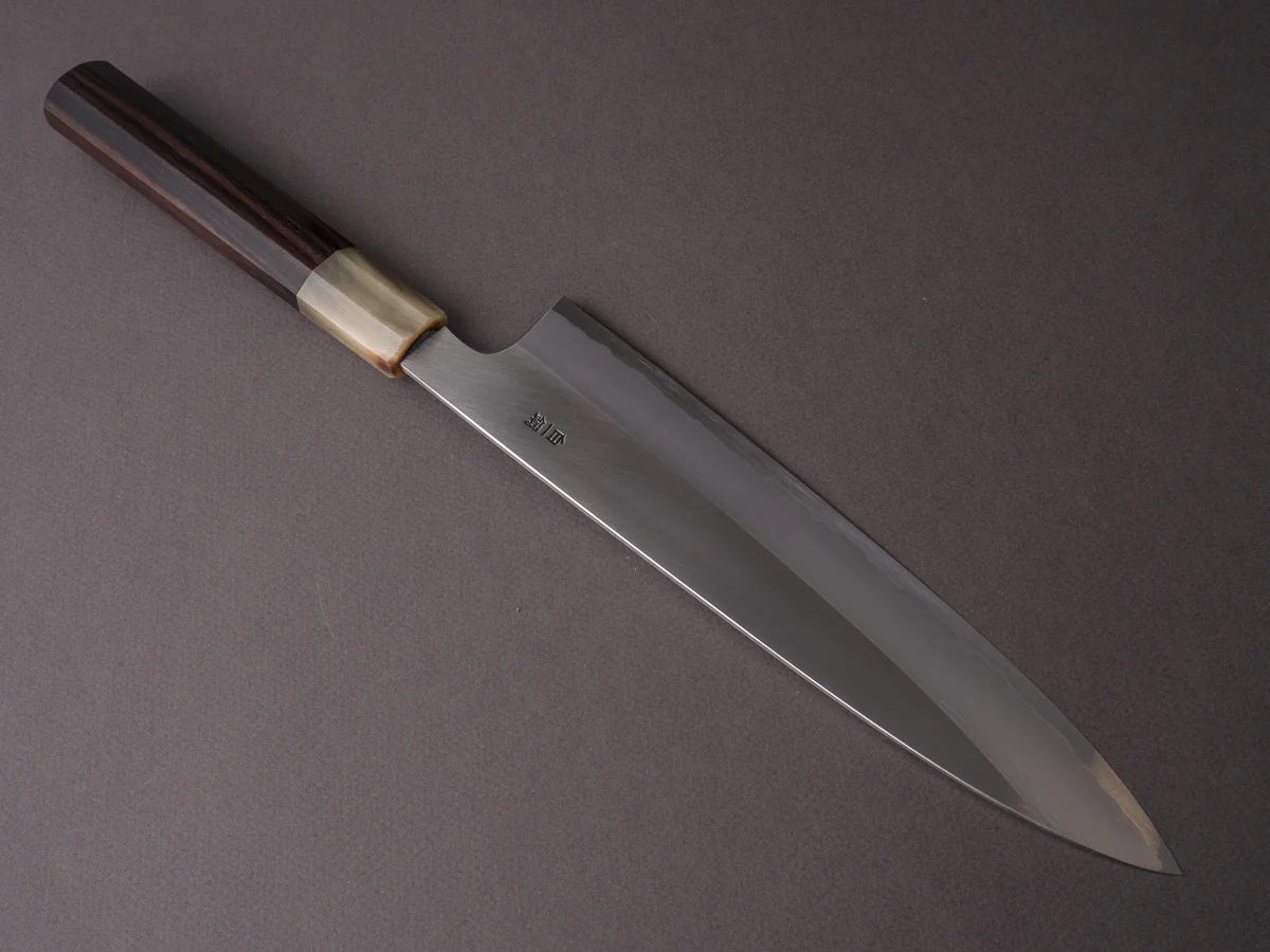 Hitohira - Togashi - White #1 - Stainless Clad - 240mm Gyuto - Taihei Makassar Ebony Handle - Image 2