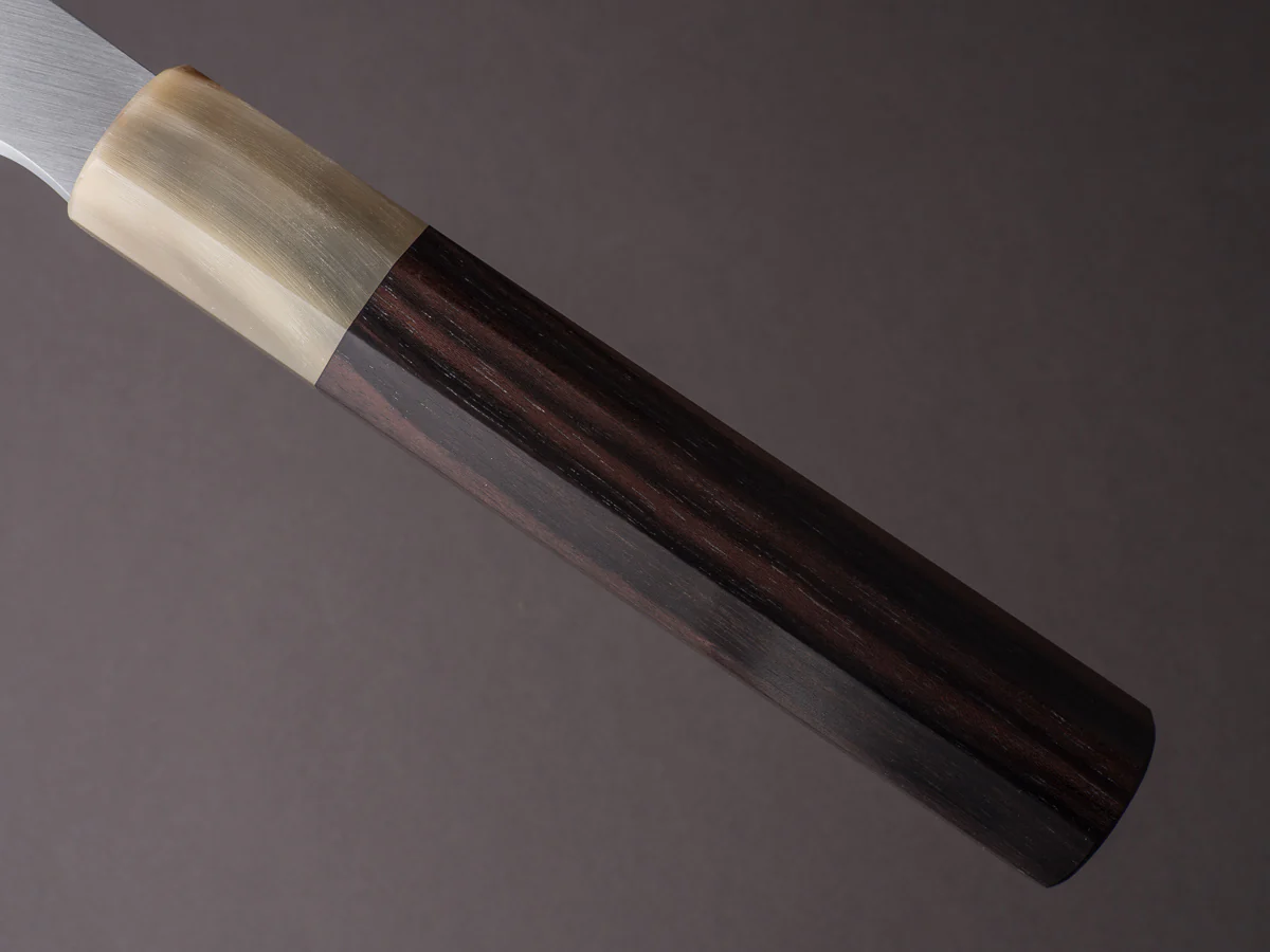 Hitohira - Togashi - White #1 - Stainless Clad - 240mm Gyuto - Taihei Makassar Ebony Handle - Image 5
