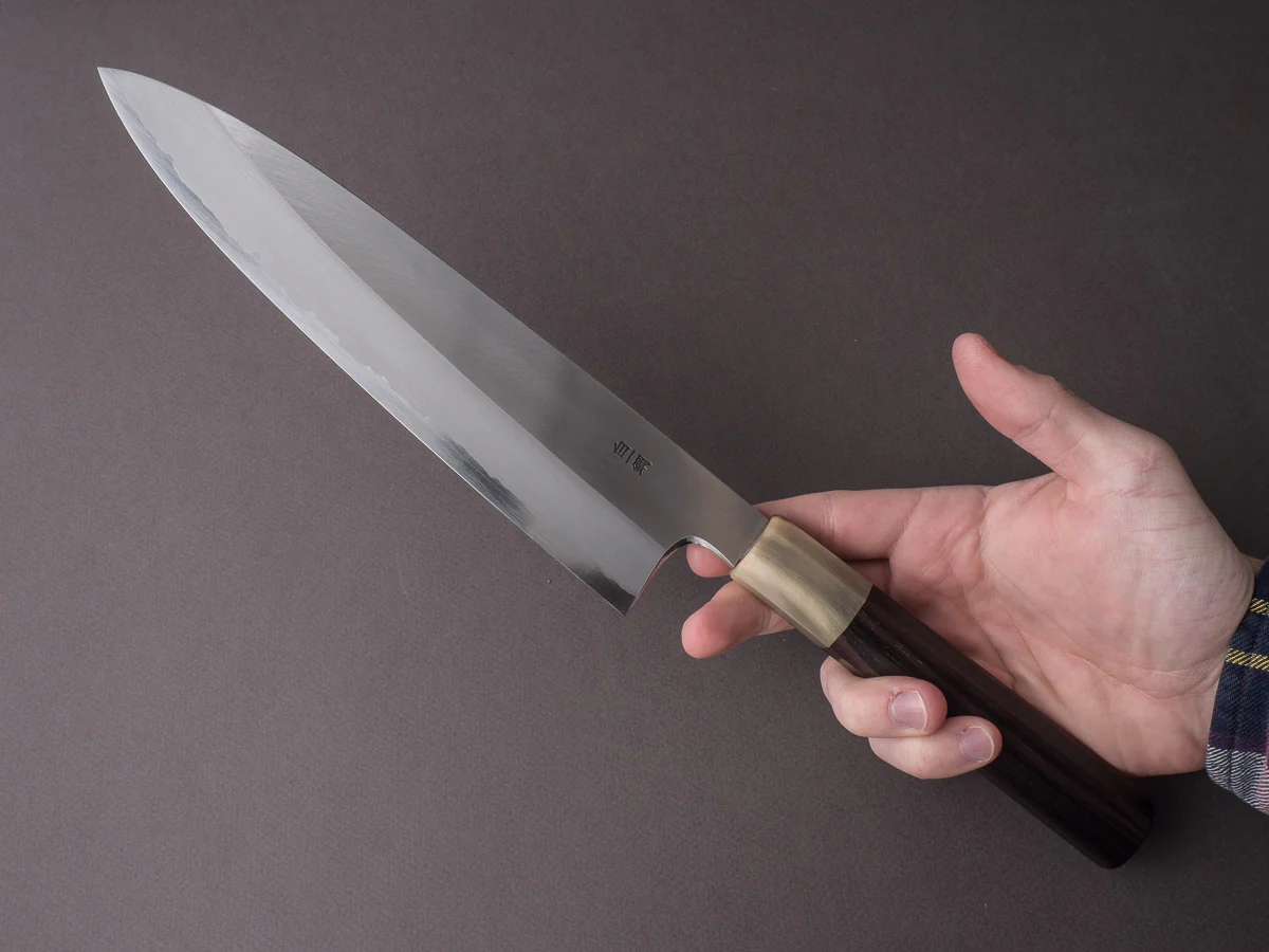 Hitohira - Togashi - White #1 - Stainless Clad - 240mm Gyuto - Taihei Makassar Ebony Handle - Image 6