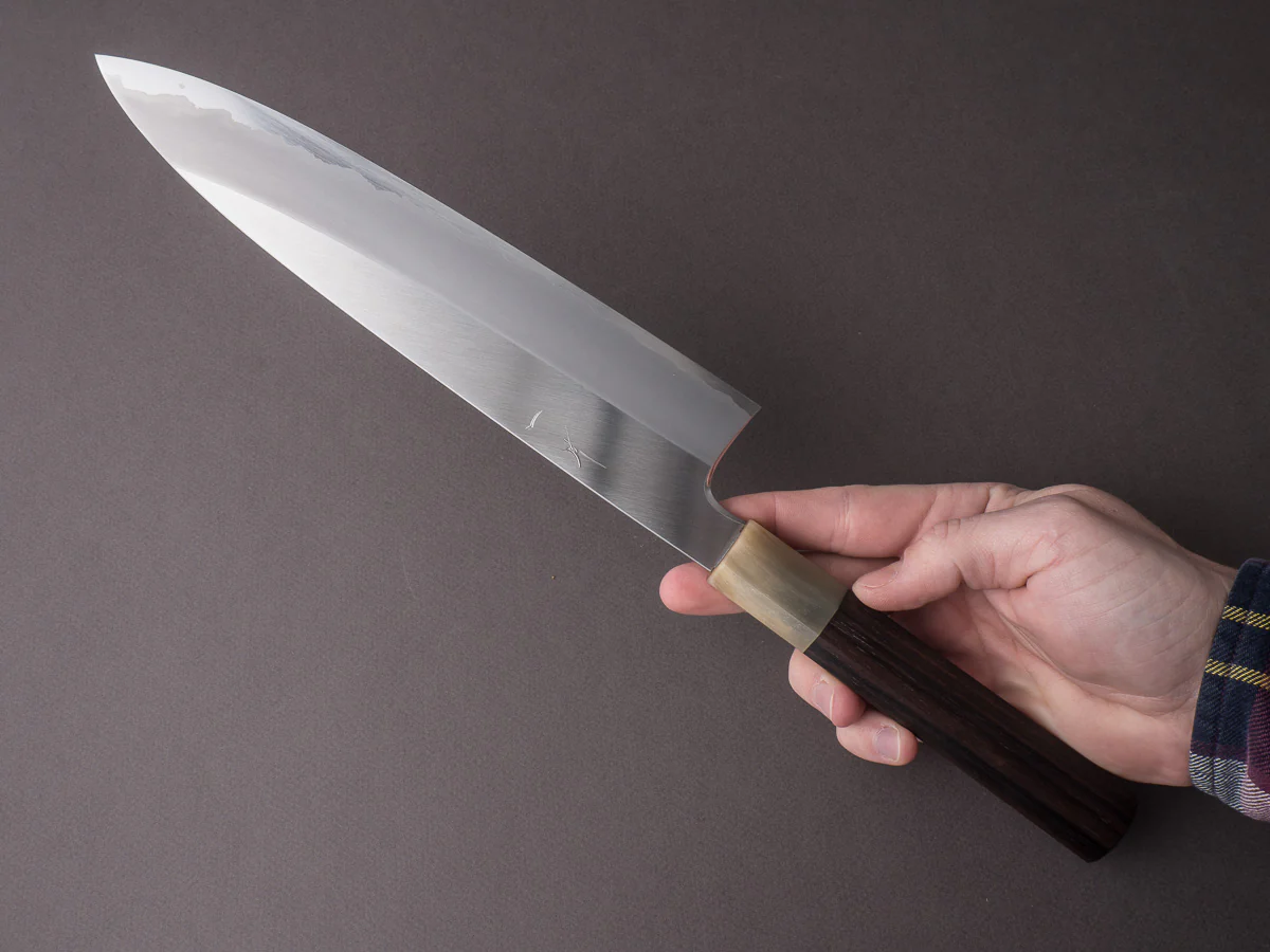 Hitohira - Togashi - White #1 - Stainless Clad - 240mm Gyuto - Taihei Makassar Ebony Handle - Image 7