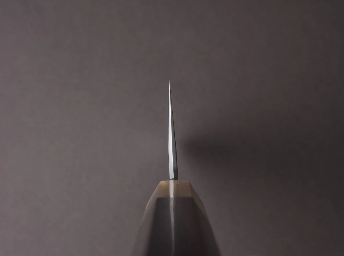 Hitohira - Togashi - White #1 - Stainless Clad - 240mm Gyuto - Taihei Makassar Ebony Handle - Image 9