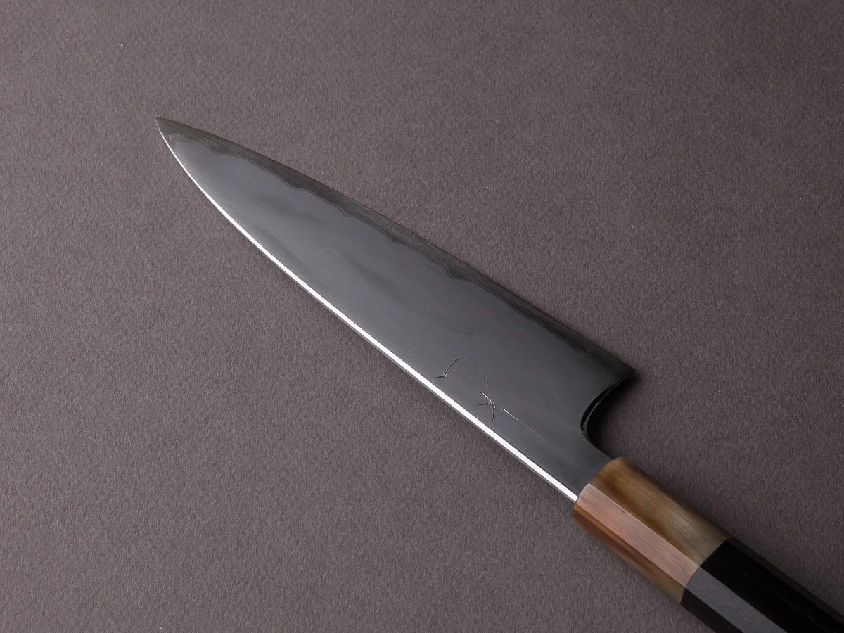 Hitohira - Togashi - White #1 - Stainless Clad - Kasumi - 165mm Utility - Ebony & Blonde Horn Handle - Image 2