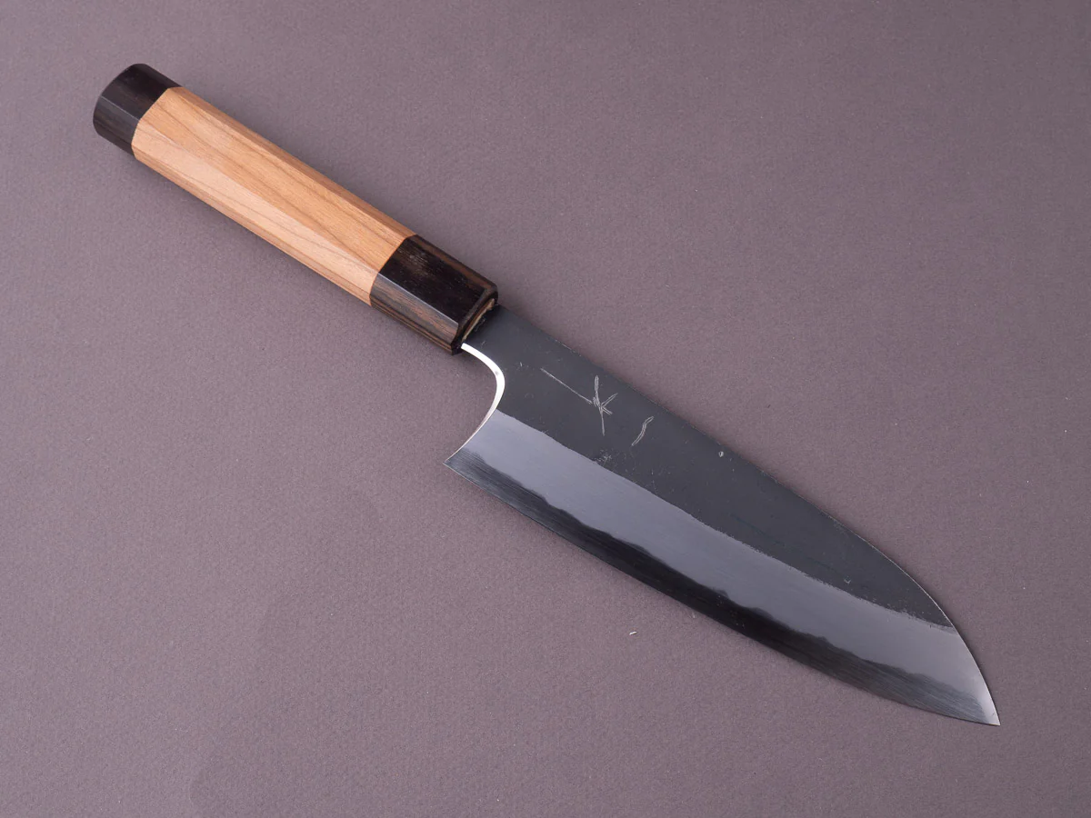 Hitohira - Togashi - White #2 - Kurouchi - 165mm Santoku - Ebony & Cherry Handle