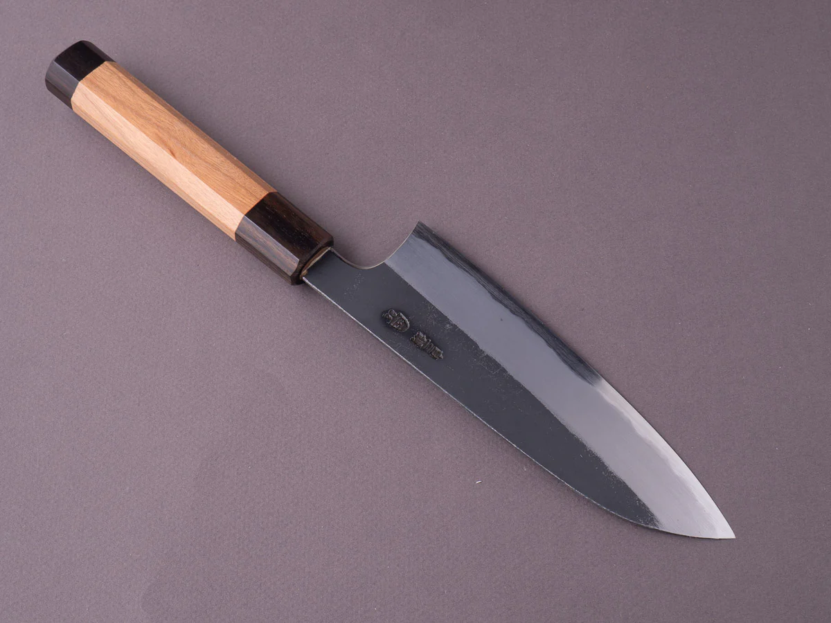 Hitohira - Togashi - White #2 - Kurouchi - 165mm Santoku - Ebony & Cherry Handle - Image 2