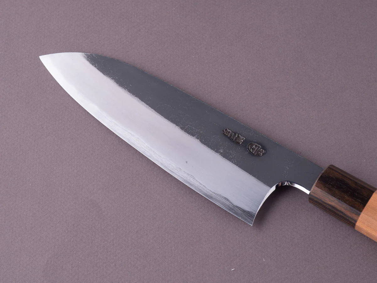Hitohira - Togashi - White #2 - Kurouchi - 165mm Santoku - Ebony & Cherry Handle - Image 4