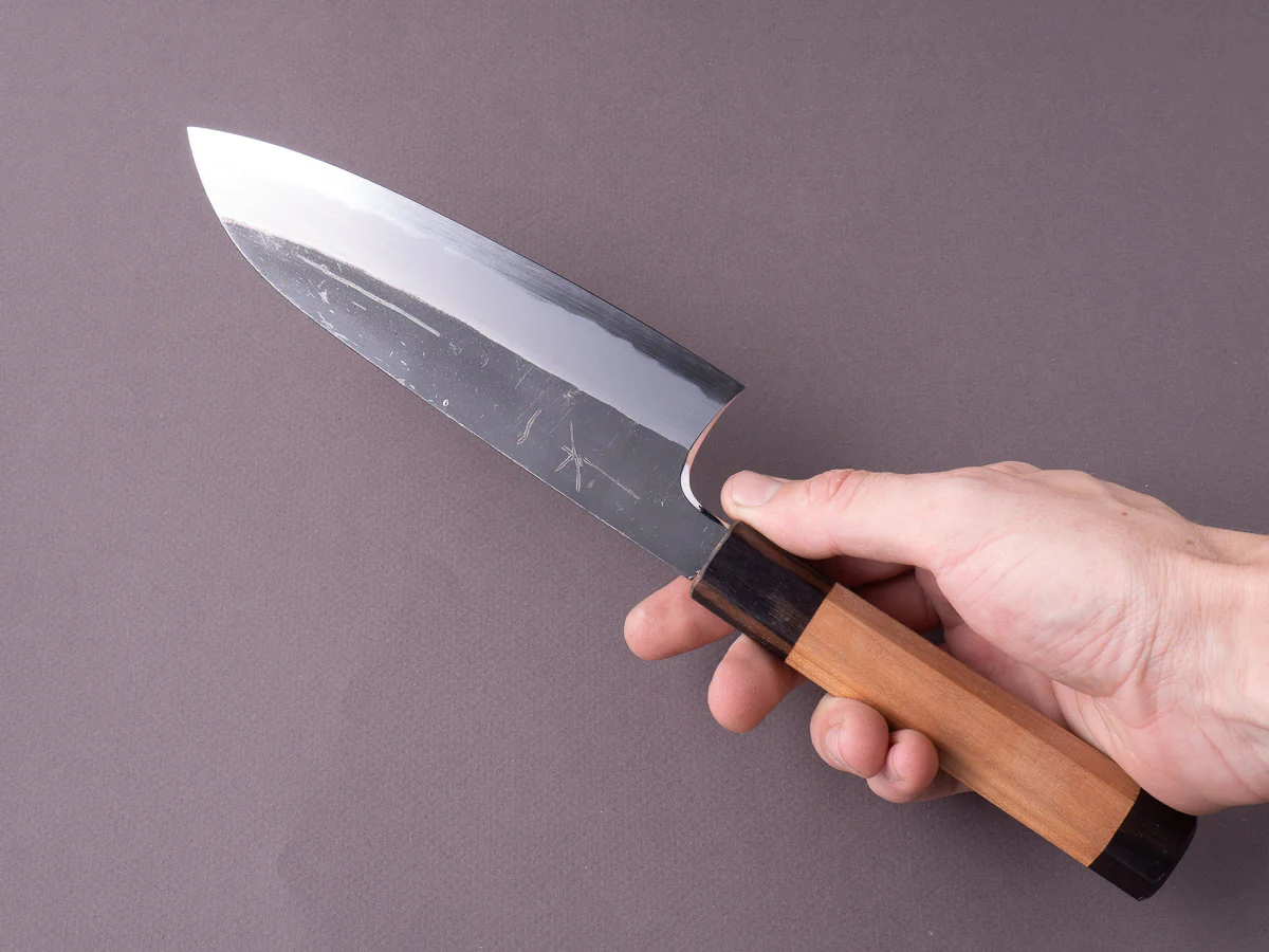 Hitohira - Togashi - White #2 - Kurouchi - 165mm Santoku - Ebony & Cherry Handle - Image 7