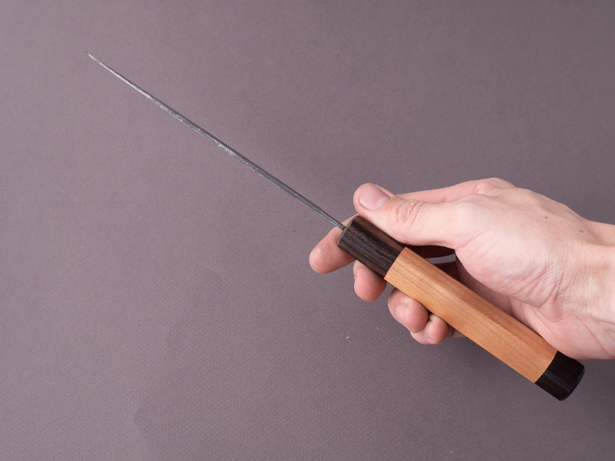 Hitohira - Togashi - White #2 - Kurouchi - 165mm Santoku - Ebony & Cherry Handle - Image 8