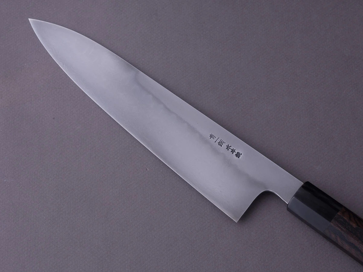 Hitohira - Togashi x Yohei - Blue #1 Mizu Honyaki - 240mm Gyuto - Ziricote Wood Handle - Saya - Image 7