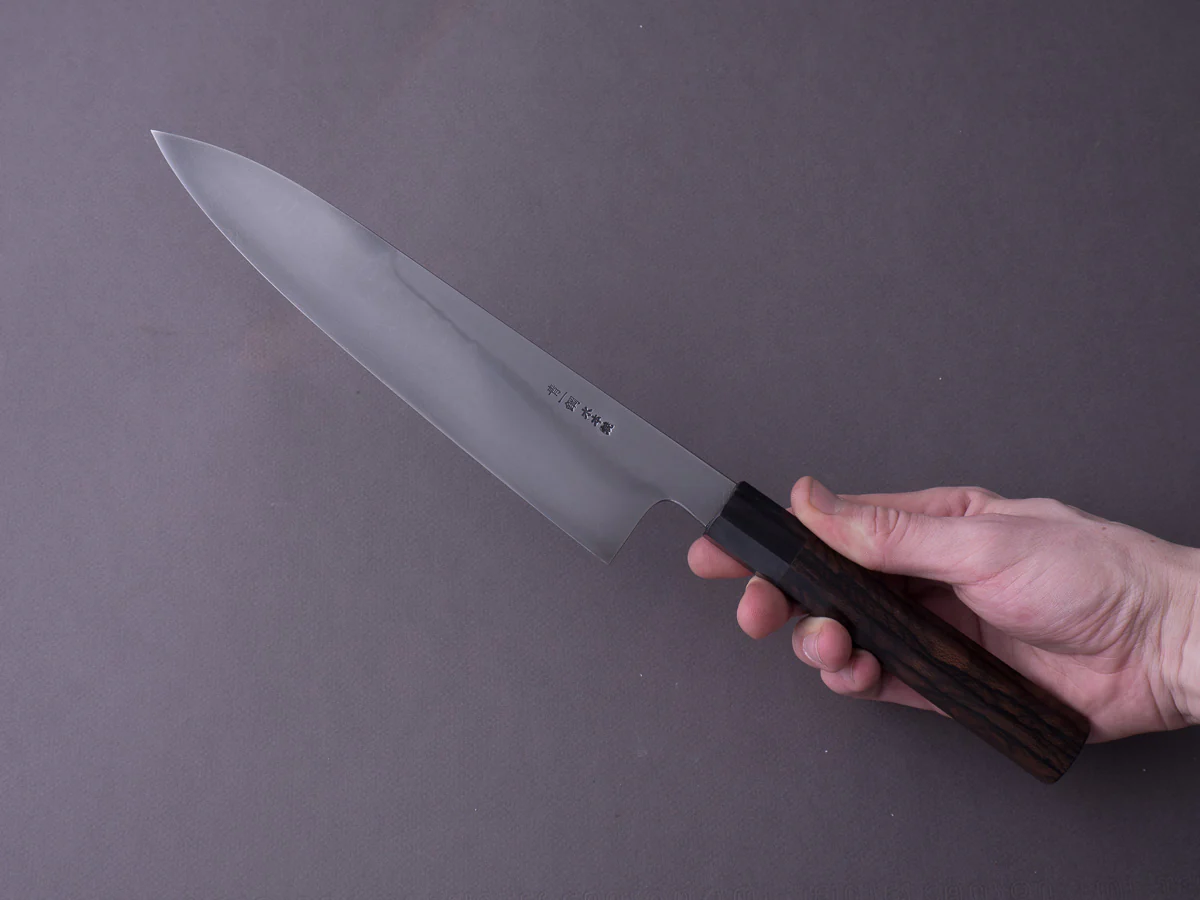 Hitohira - Togashi x Yohei - Blue #1 Mizu Honyaki - 240mm Gyuto - Ziricote Wood Handle - Saya - Image 9