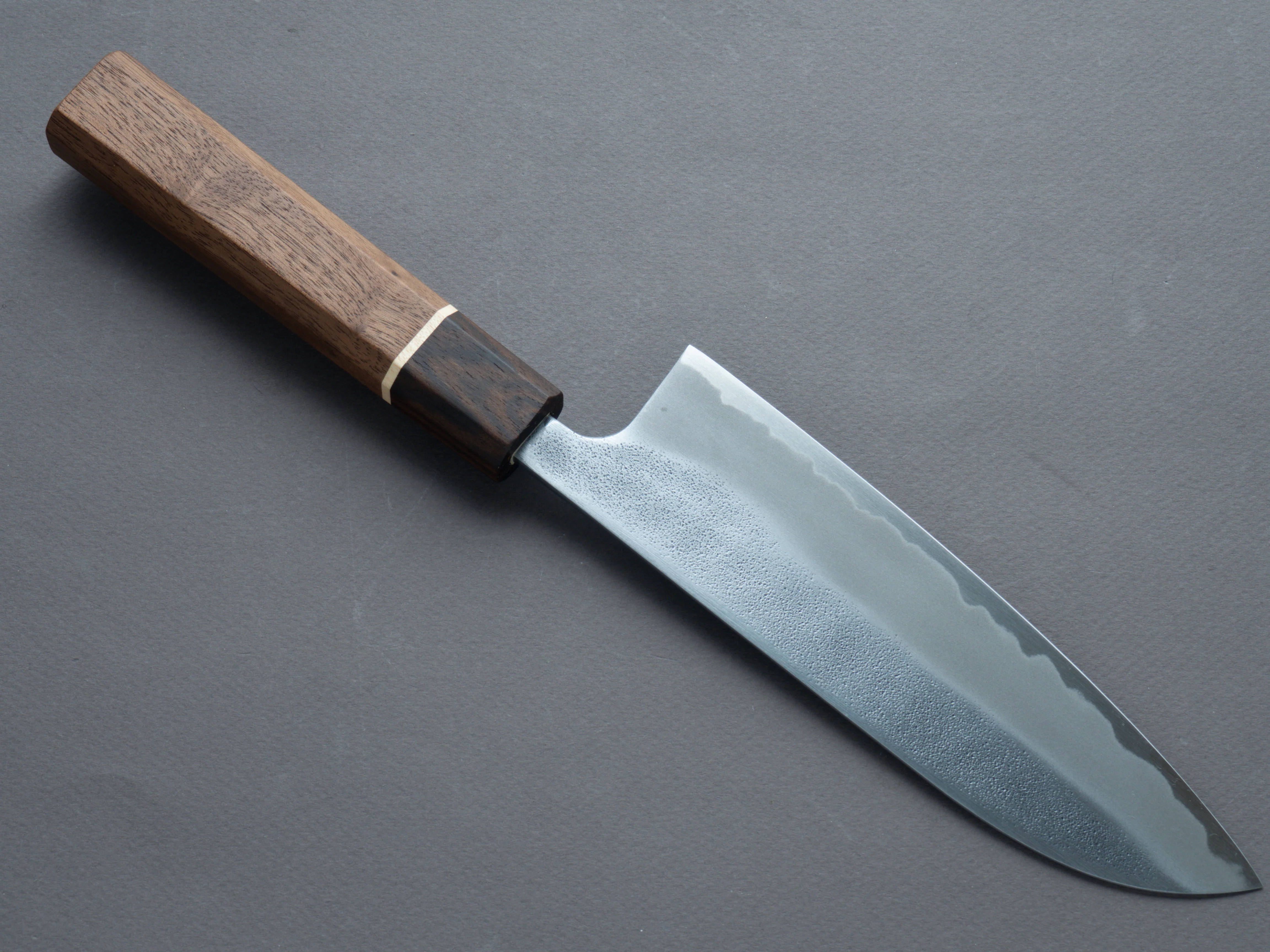 Hitohira - YG - Nashiji - White #2 - Santoku 165mm - Walnut Handle (Ziricote Ferrule) - Image 2