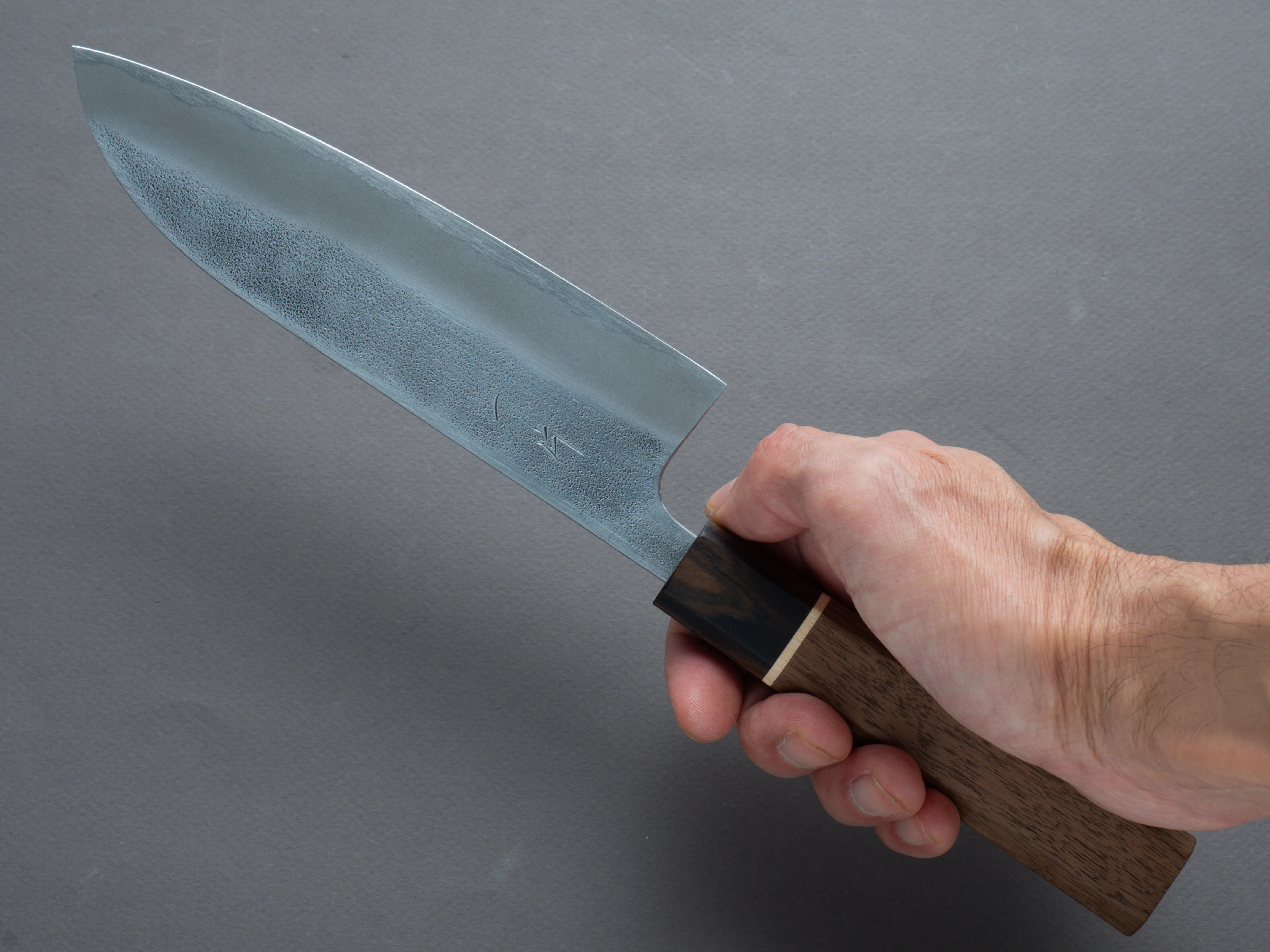 Hitohira - YG - Nashiji - White #2 - Santoku 165mm - Walnut Handle (Ziricote Ferrule) - Image 7