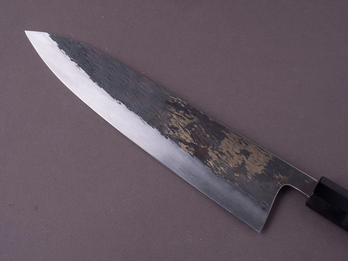Isamitsu - White #1 Stainless Clad - Kurouchi - 240mm Gyuto - Yakusugi Cedar Handle - Image 4