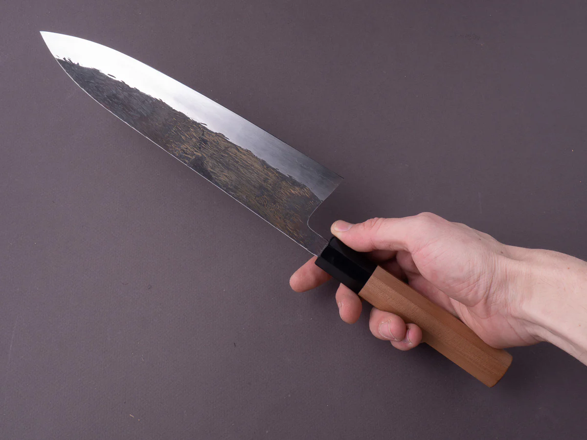 Isamitsu - White #1 Stainless Clad - Kurouchi - 240mm Gyuto - Yakusugi Cedar Handle - Image 7