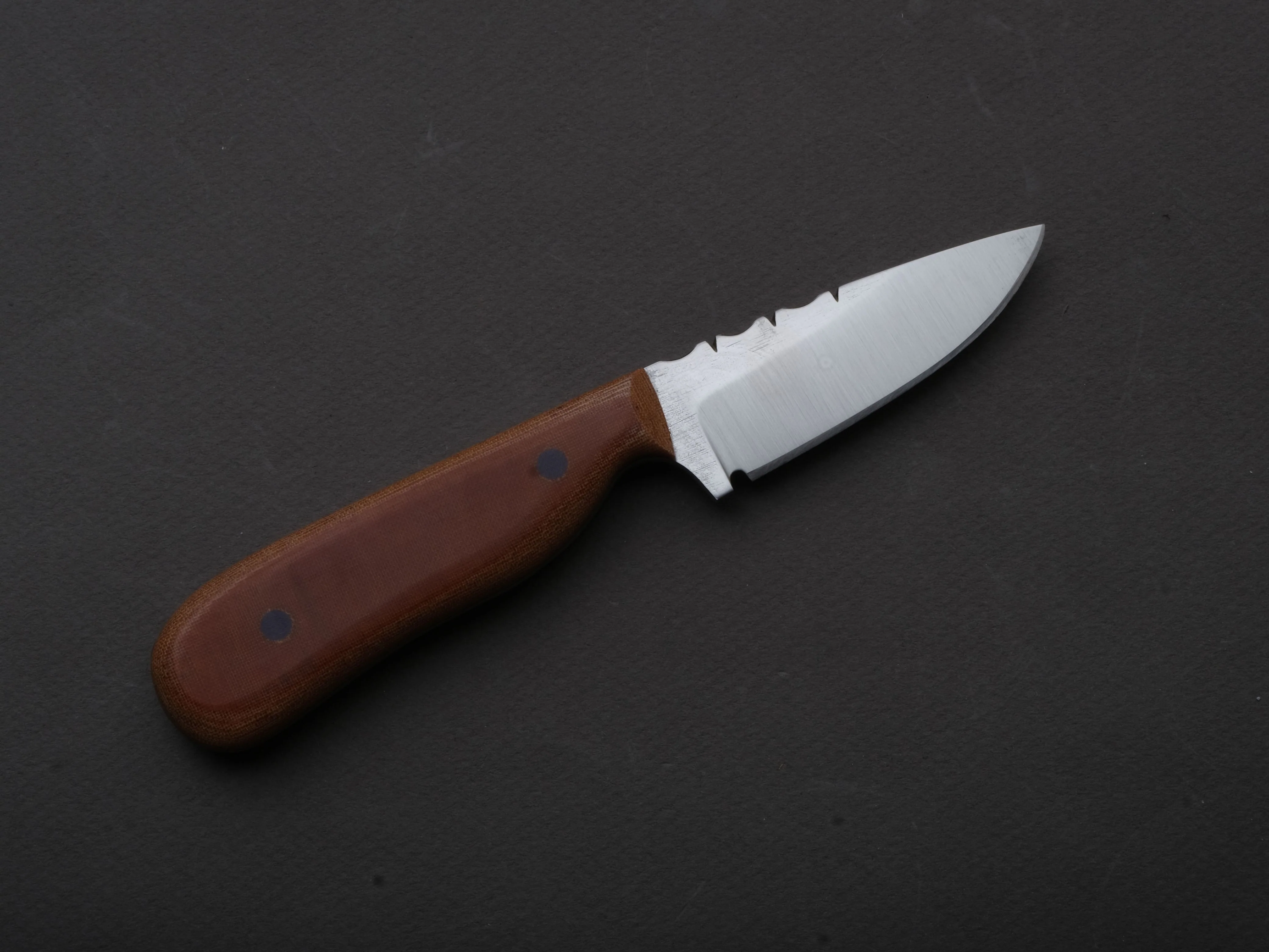 Jordan Kepler - Fixed Blade - Small Ridge Runner - 80CrV2 - Satin - 2.75" - Brown Micarta Handle
