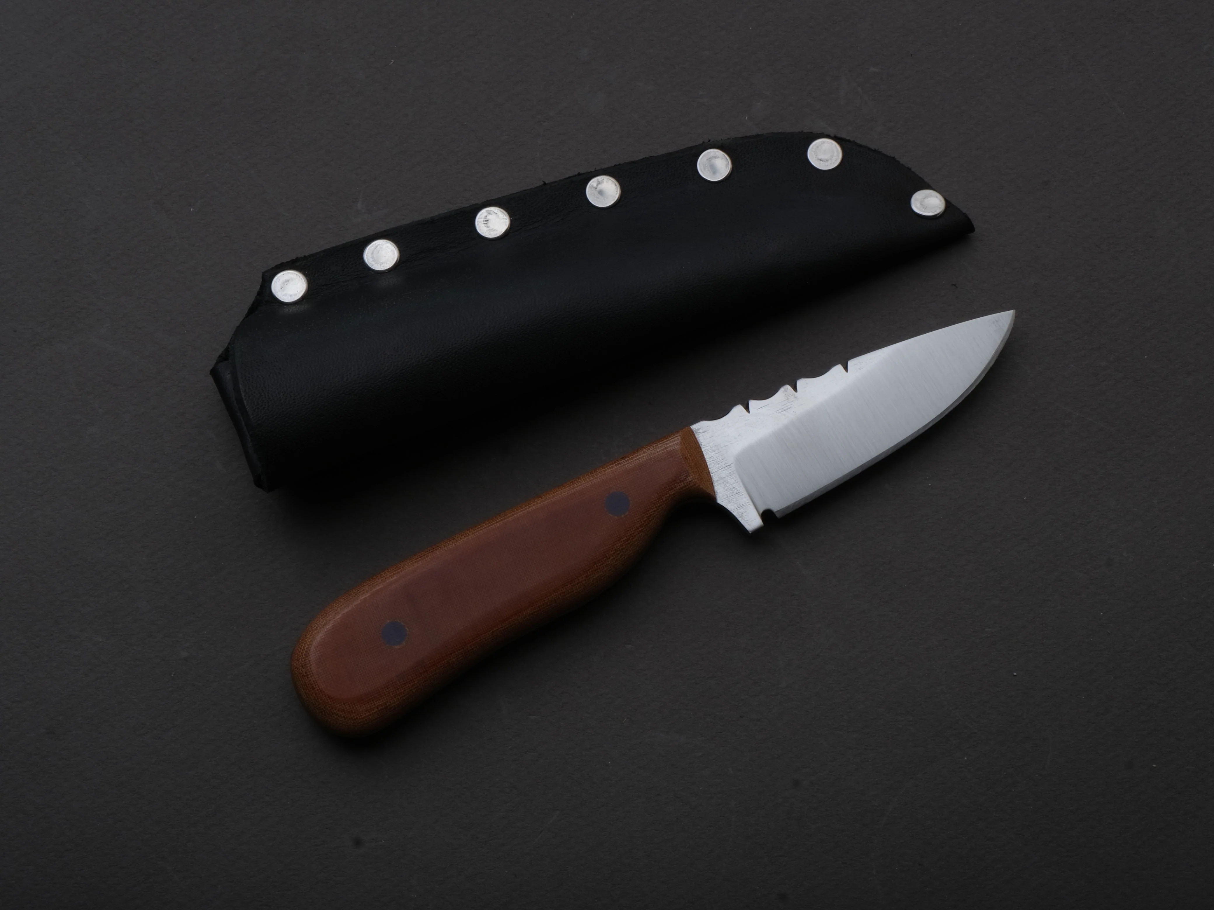 Jordan Kepler - Fixed Blade - Small Ridge Runner - 80CrV2 - Satin - 2.75" - Brown Micarta Handle - Image 4