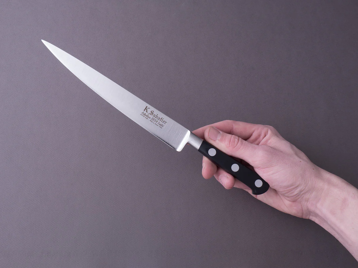 K Sabatier - Authentique 1834 Ltd - Stainless - Slicer - 8" - Western Handle - Leather Sheath - Image 7