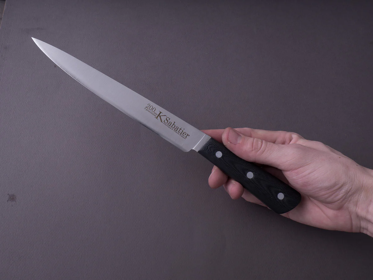 K Sabatier - 200 Range - 14C28N - 7" Slicer - G10 Handle - Leather Sleeve - Image 5