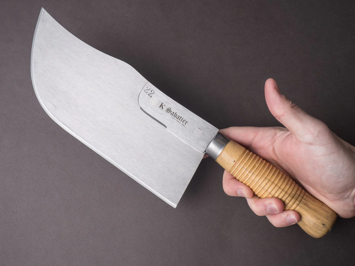K Sabatier - Curved Leaf Cleaver - Carbon - 10" No. 22 - Boxwood Handle - Image 6