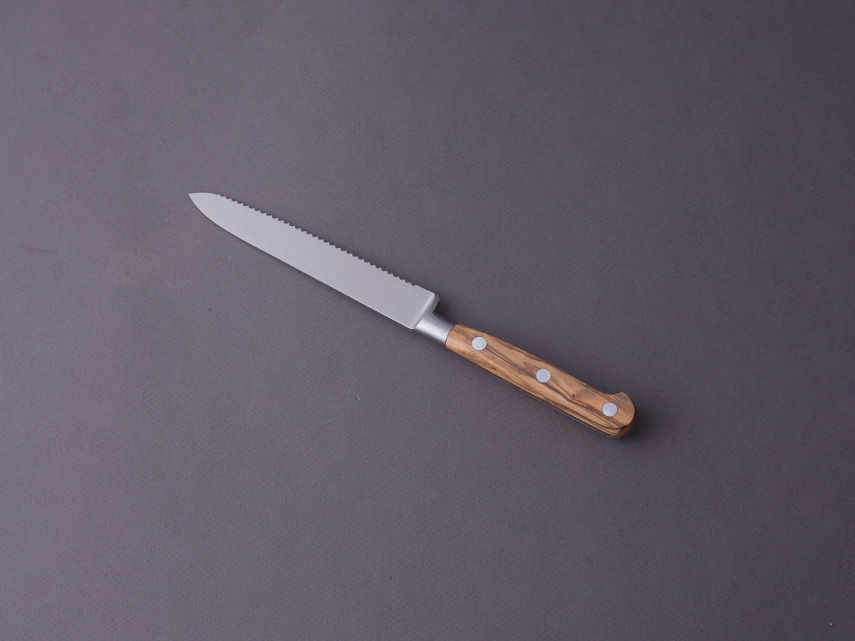 K Sabatier - Authentique - Stainless - Serrated Tomato Knife - 5" - Olivewood Handle - Image 3