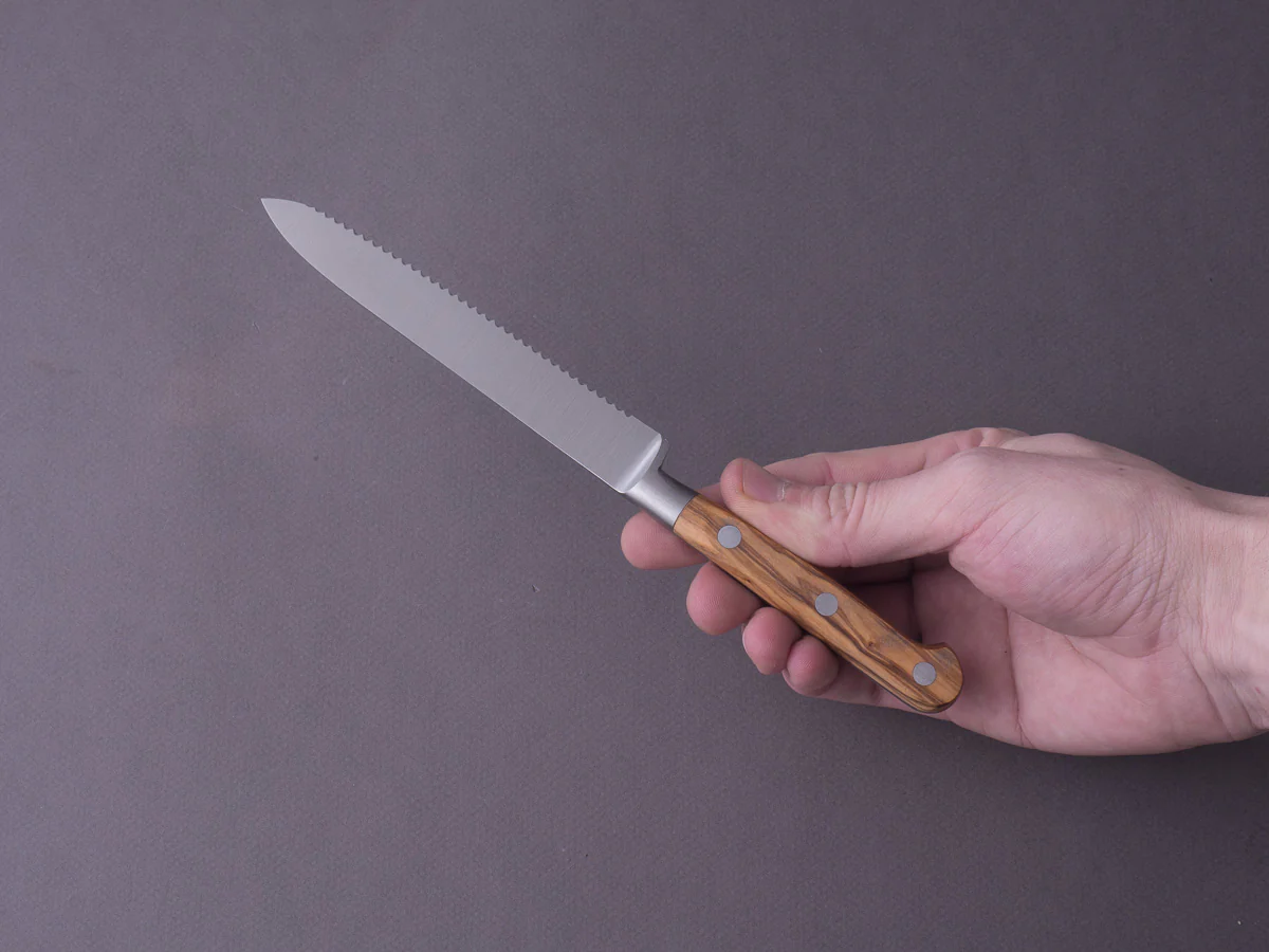 K Sabatier - Authentique - Stainless - Serrated Tomato Knife - 5" - Olivewood Handle - Image 5