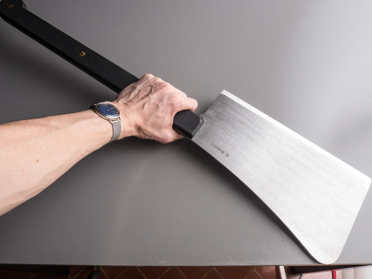 K Sabatier - Square Leaf Cleaver - Stainless - 2 Handed Lyonnaise Style - Nylon Handle - 2500g - Image 6