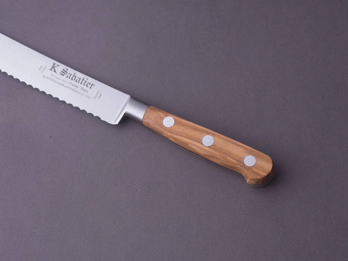 K Sabatier - Authentique - Stainless - Bread Knife - 8" - Olivewood Handle - Image 6