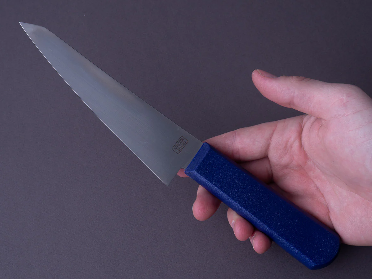 Kanehide - Bessaku - Stainless - 150mm Honesuki Kaku - Blue Elastomer Handle - Image 6