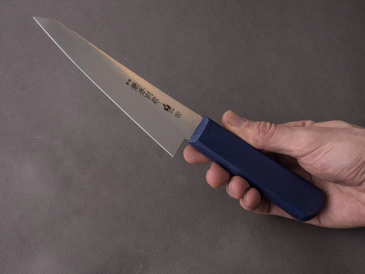 Kanehide - Bessaku - Stainless - Left-Handed - Honesuki Kaku - 150mm - Blue Elastomer Handle - Image 2