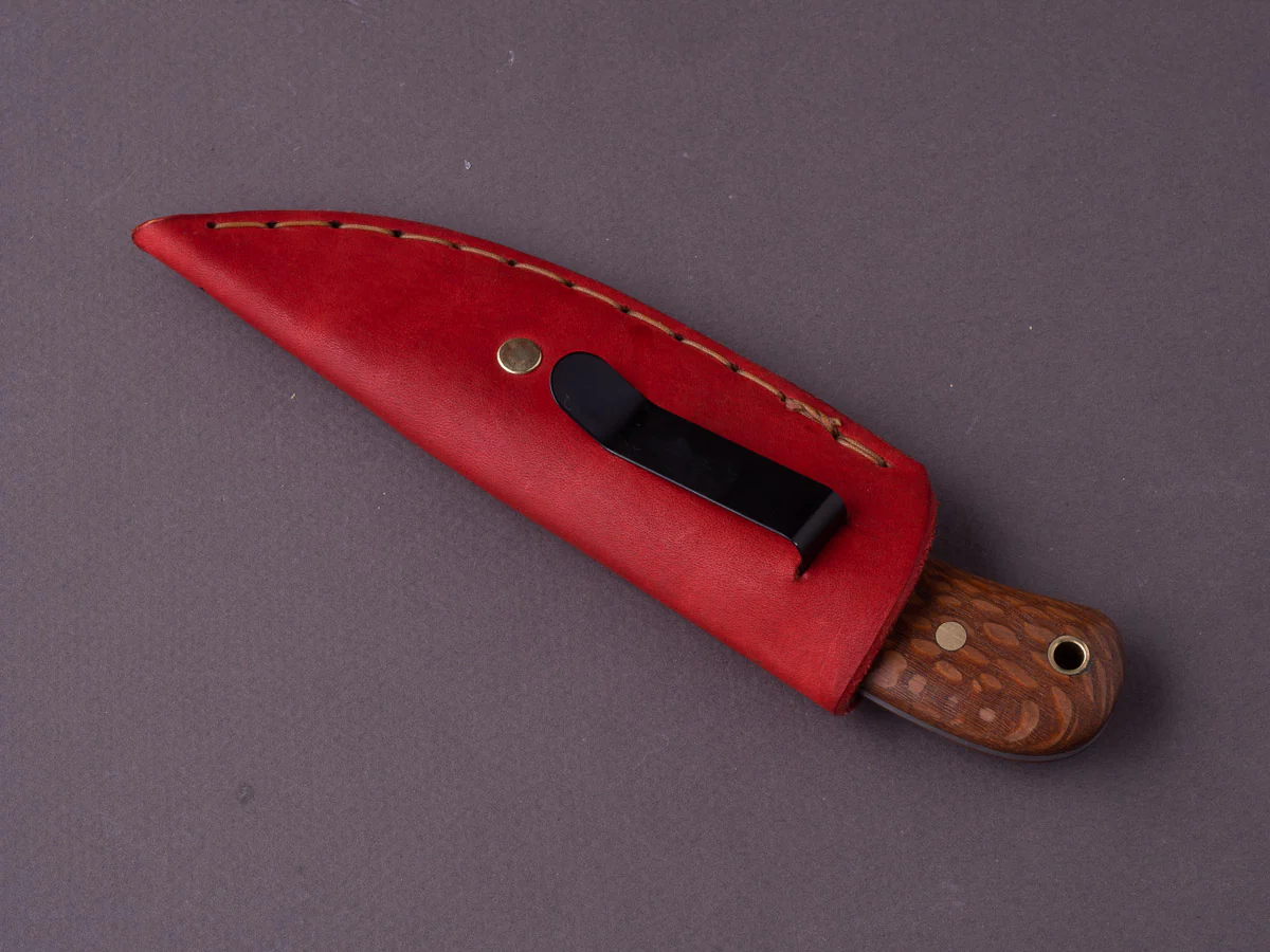 Jordan Kepler - Fixed Blade - Ridge Runner - 80CRV2 -  70mm - Lacewood Handle - Leather Pocket Clip - Image 3
