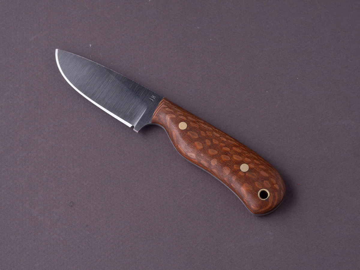 Jordan Kepler - Fixed Blade - Ridge Runner - 80CRV2 -  70mm - Lacewood Handle - Leather Pocket Clip - Image 4