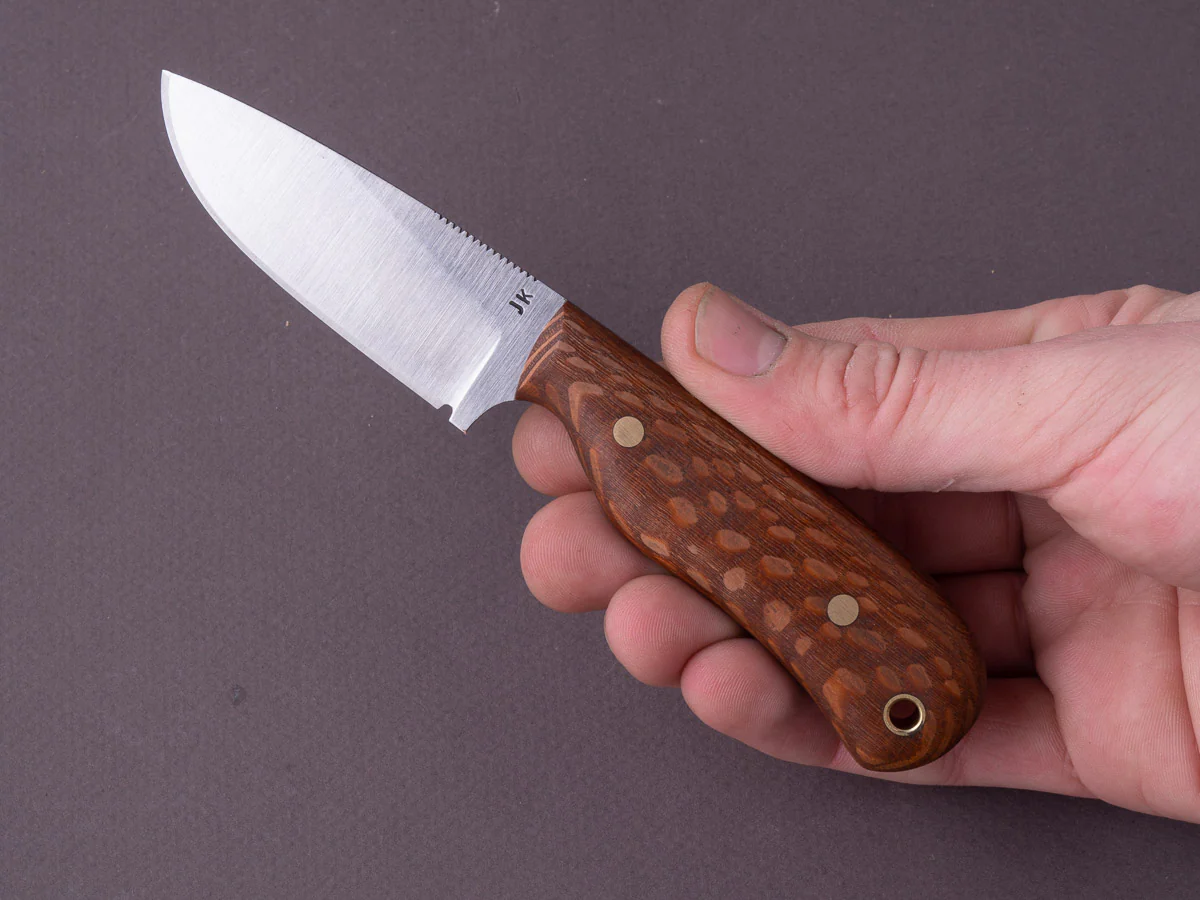 Jordan Kepler - Fixed Blade - Ridge Runner - 80CRV2 -  70mm - Lacewood Handle - Leather Pocket Clip - Image 7