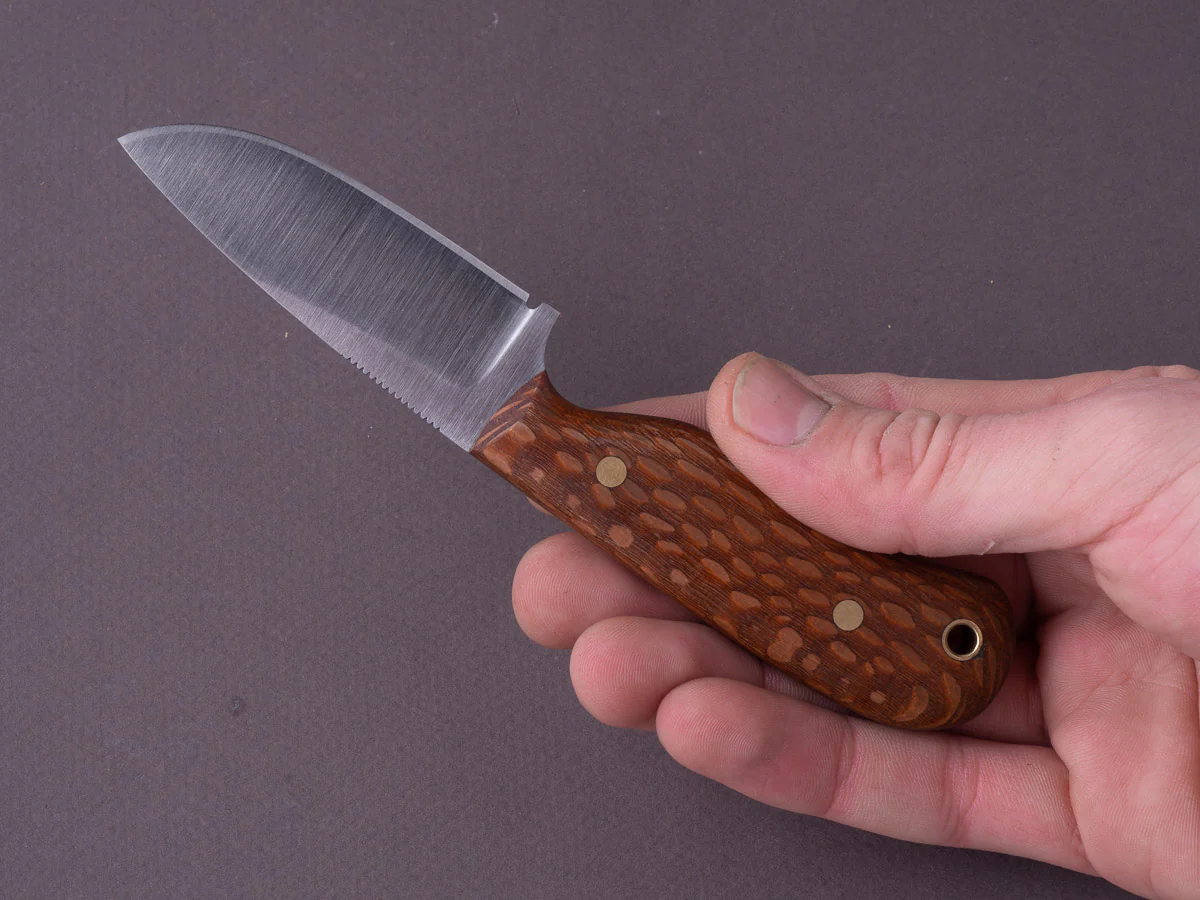 Jordan Kepler - Fixed Blade - Ridge Runner - 80CRV2 -  70mm - Lacewood Handle - Leather Pocket Clip - Image 8