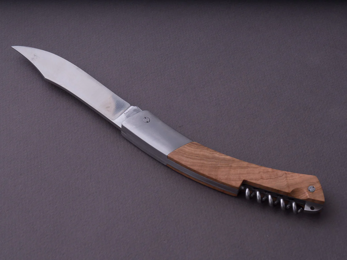 Cognet - Le Theirs - 10 mm Folding Knife - Olive Wood Handle w/ Worm - Image 3