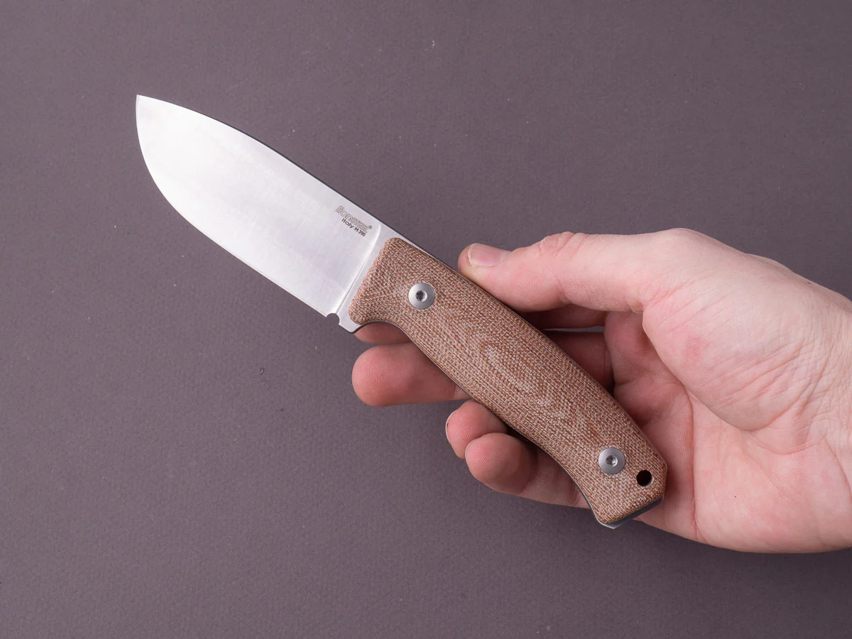 lionSTEEL - Fixed Blade - M2M - M390 - 90mm - Canvas Micarta Handle - Leather Sheath - Image 7