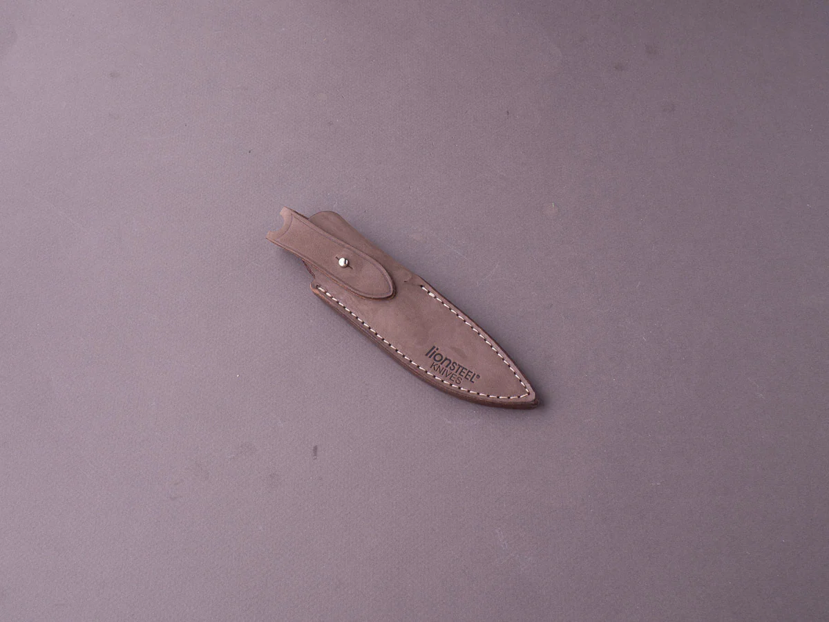 lionSTEEL - Fixed Blade - Willy - M390 - 65mm - White Canvas Micarta - Leather Sheath - Image 7