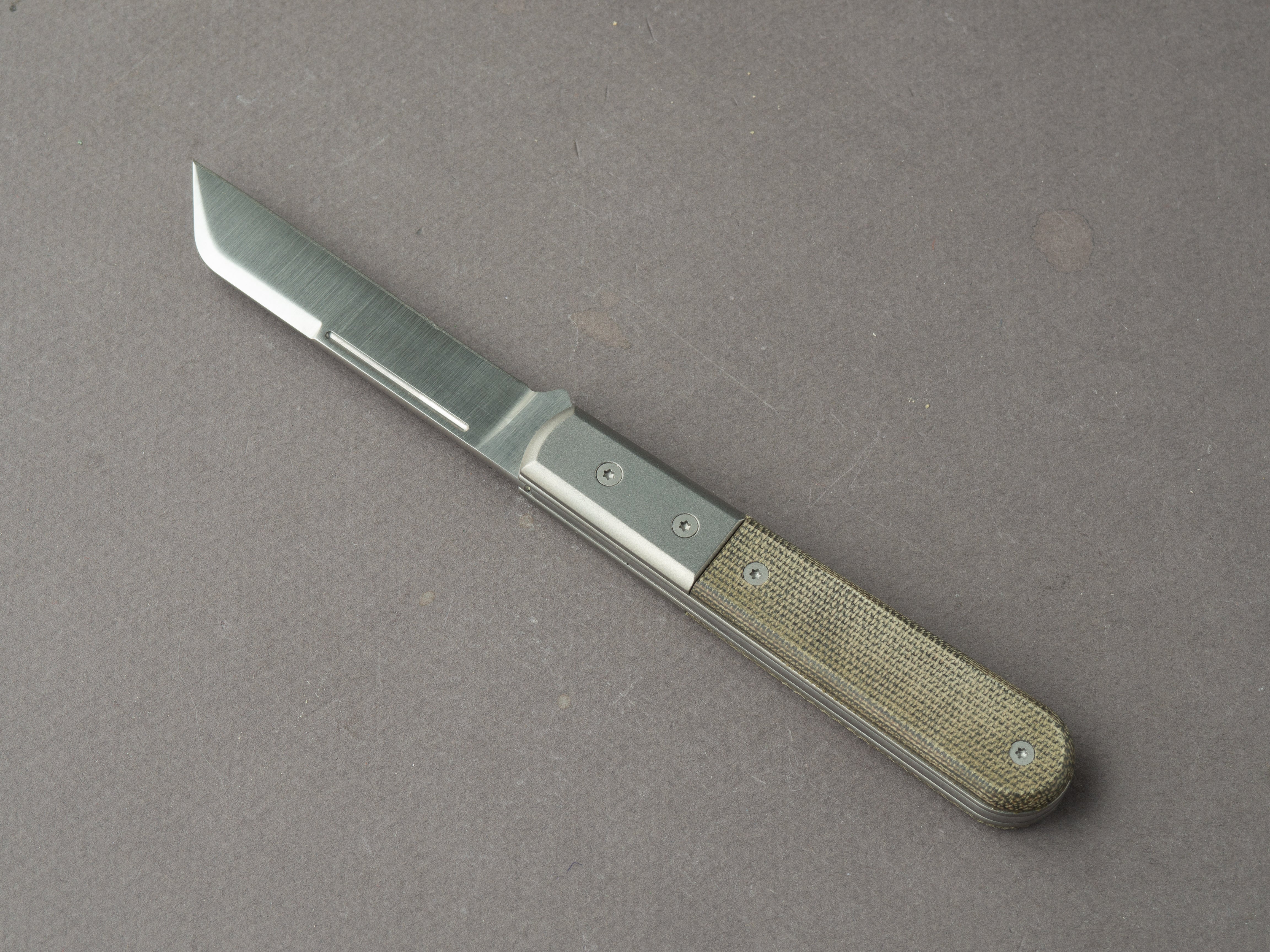 lionSTEEL - Folding Knife - Barlow - Dom - 65mm - M390 - Slip Joint - Green Canvas Micarta w/ Metal Bolster - Image 3