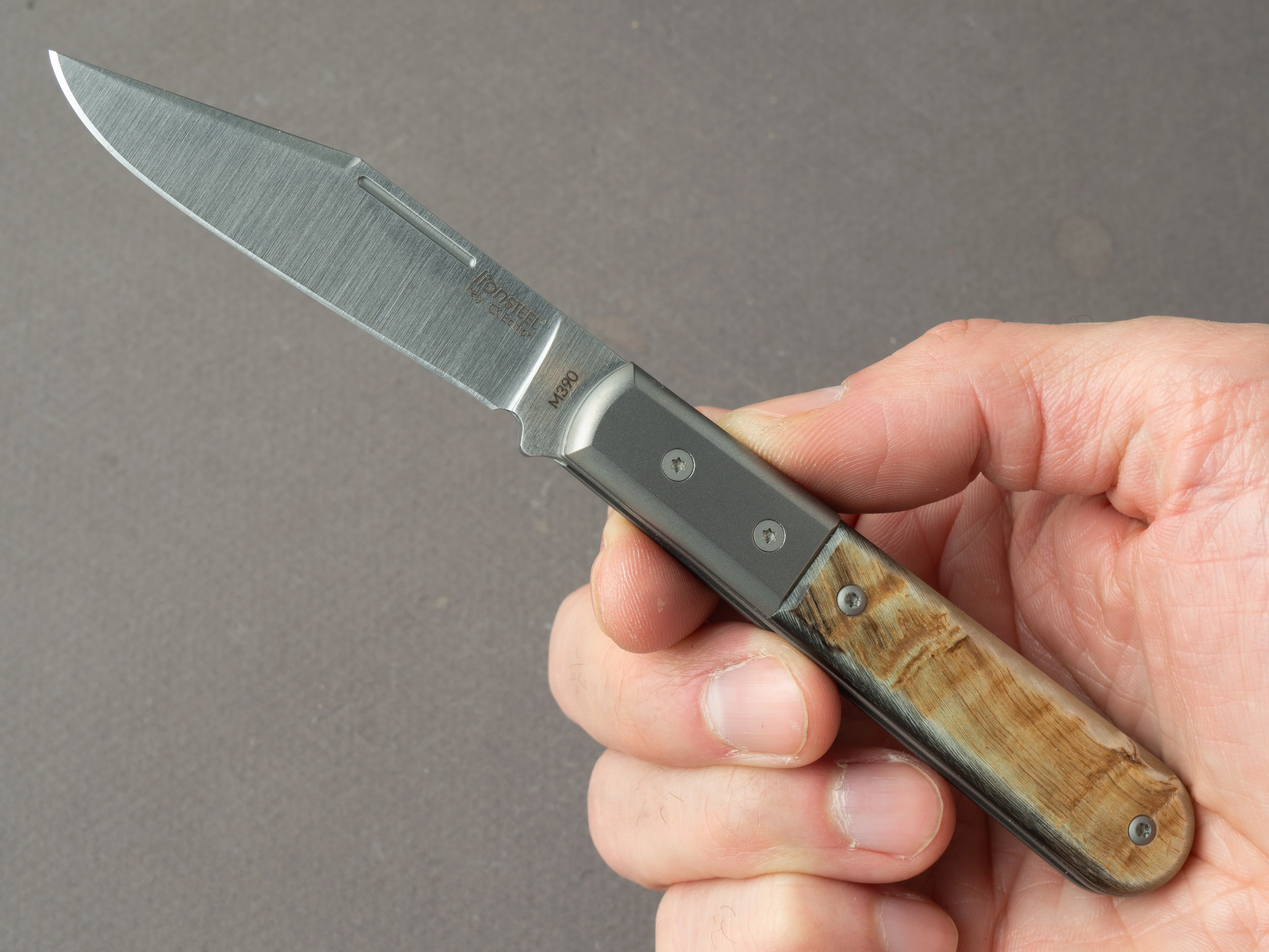lionSTEEL - Folding Knife - Barlow - Shuffler - 65mm - M390 - Slip Joint - Ram w/ Metal Bolster - Image 7