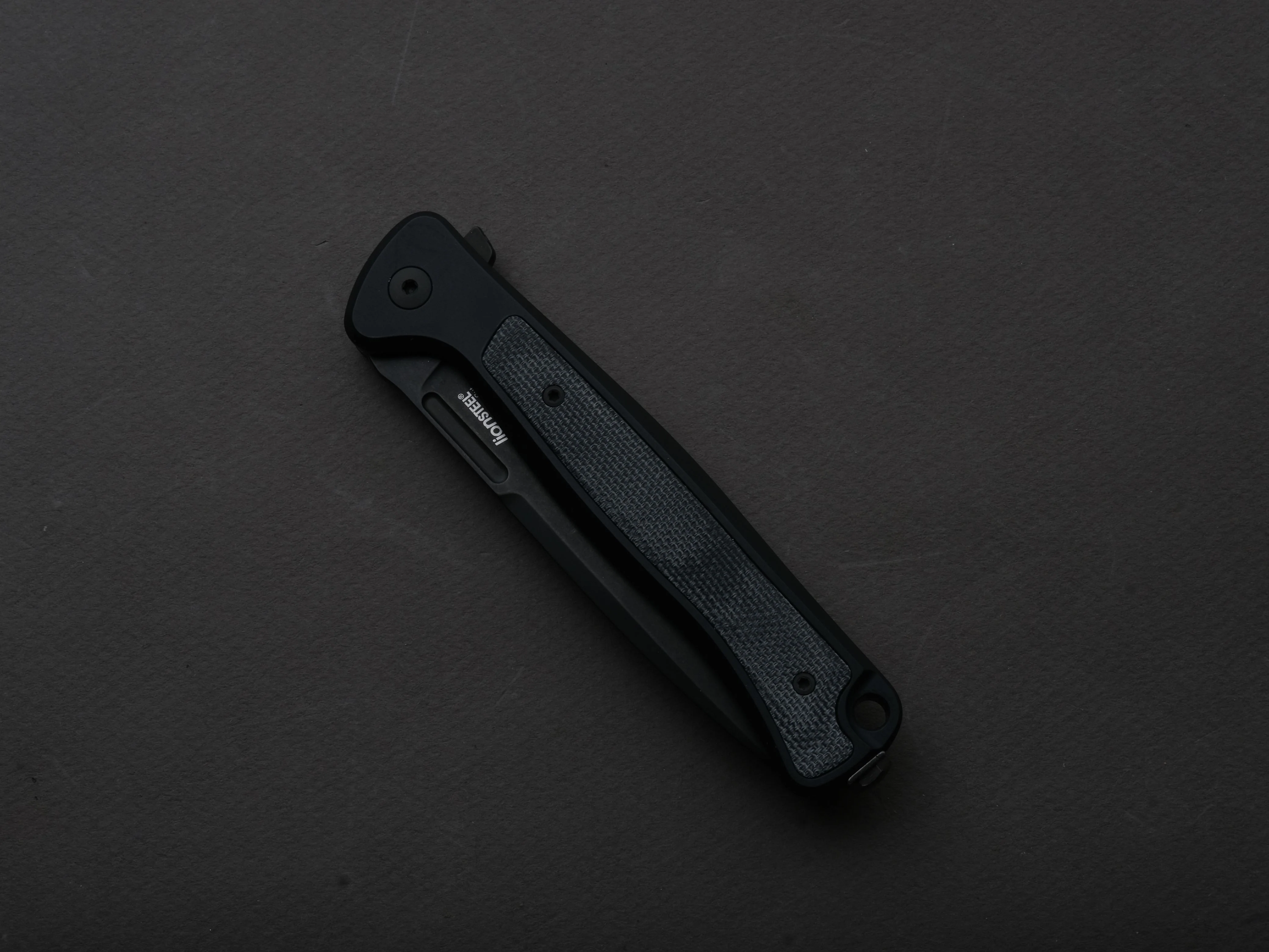 lionSTEEL - SOLID Folding Knife - Frame Lock - Skinny - MagnaCut - 85mm - Black Stonewash - Black Aluminum Handle - Image 5