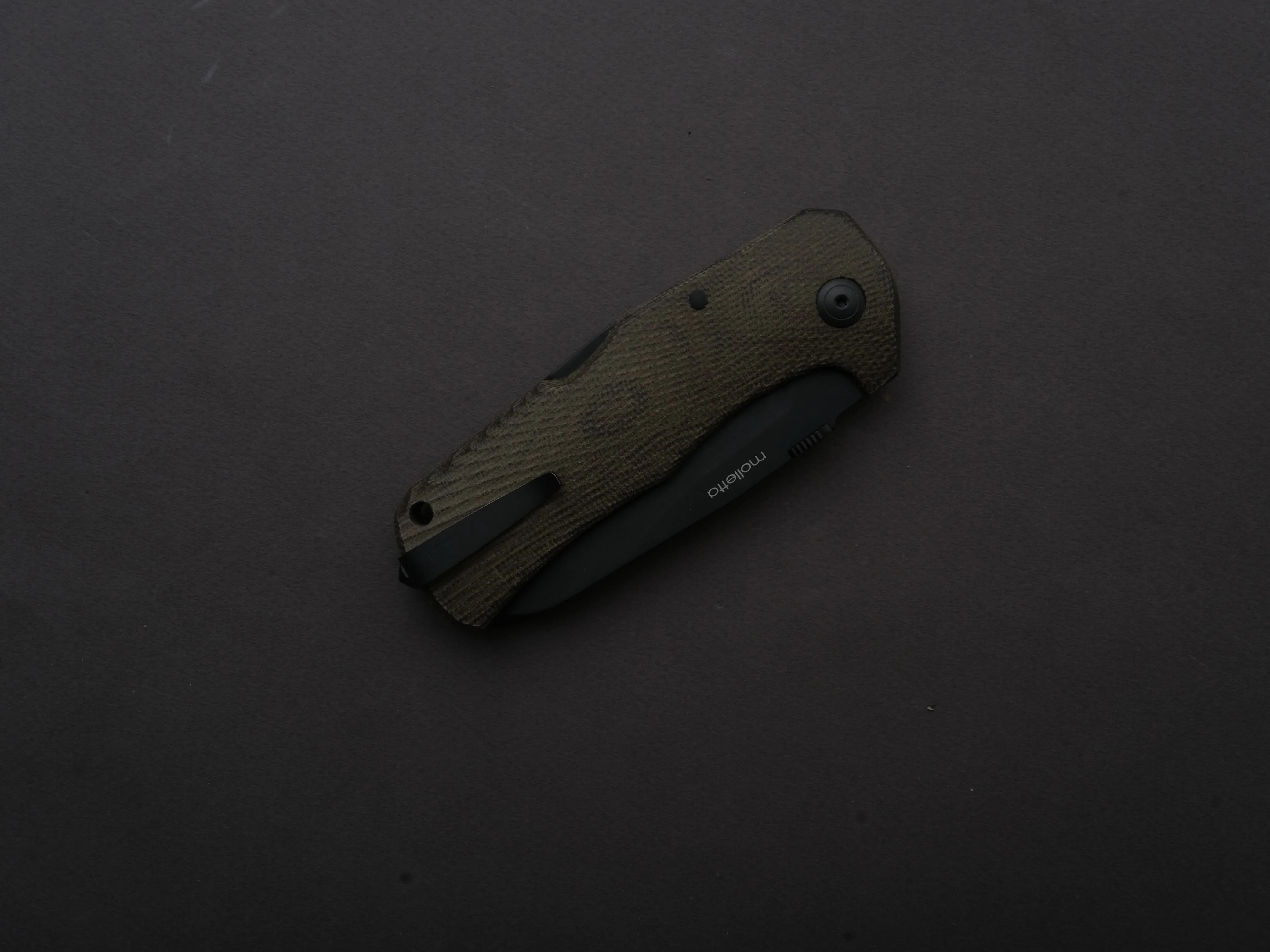 lionSTEEL - SOLID Folding Knife - TM1B - Sleipner - 90mm - Lock Back - Green Micarta Handle - Mil Spec - Image 6